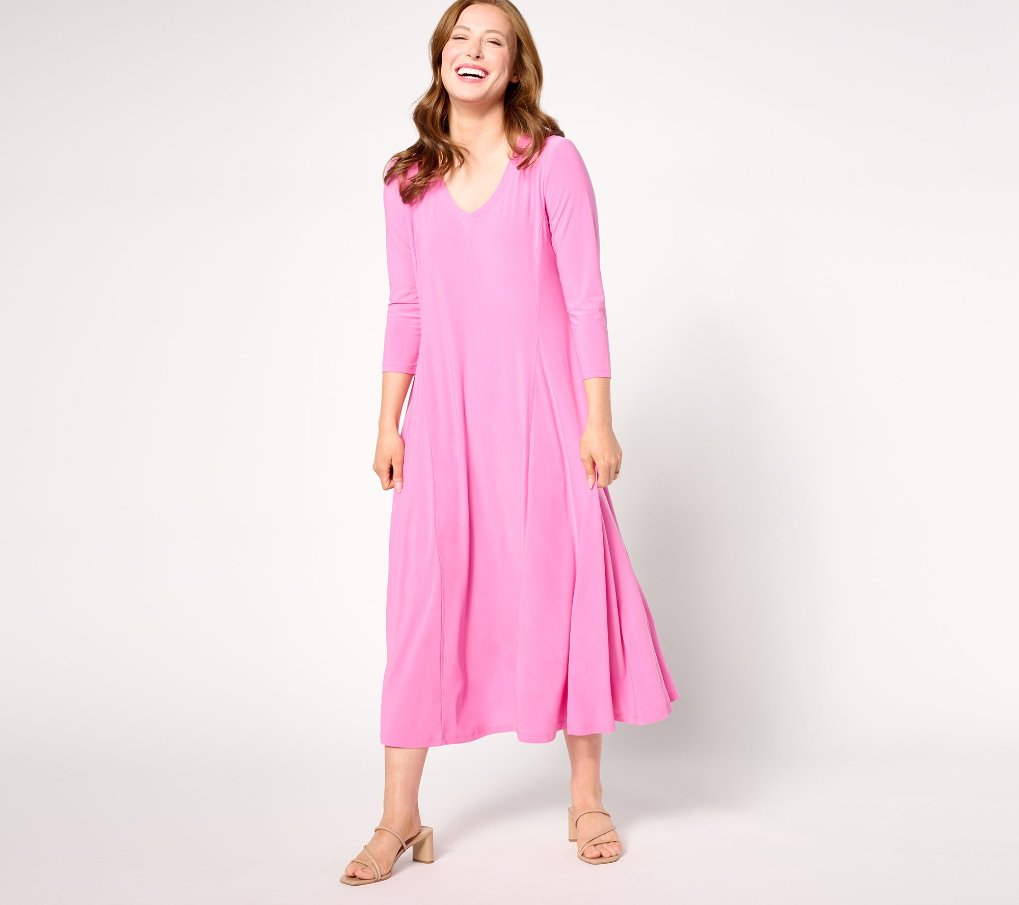 Attitudes by Renee Regular Como Jersey Godet Midi Dress