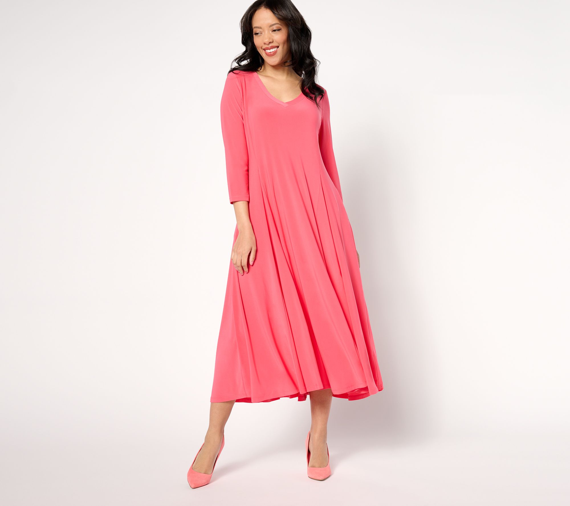 Attitudes by Renee Regular Como Jersey Godet Midi Dress