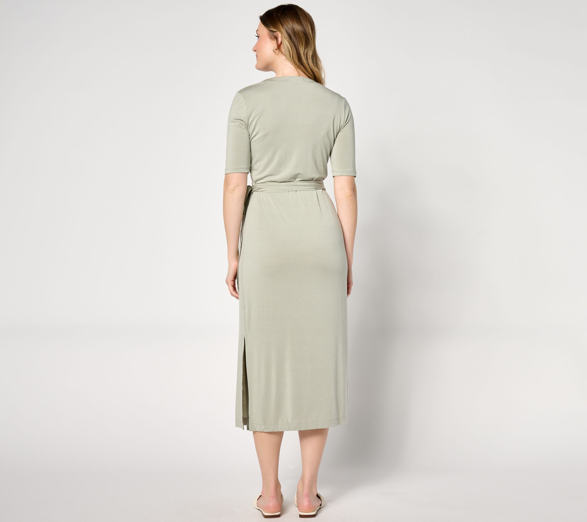 Barefoot Dreams Luxe Milk Jersey 3/4 Sleeve Wrap Dress - QVC.com