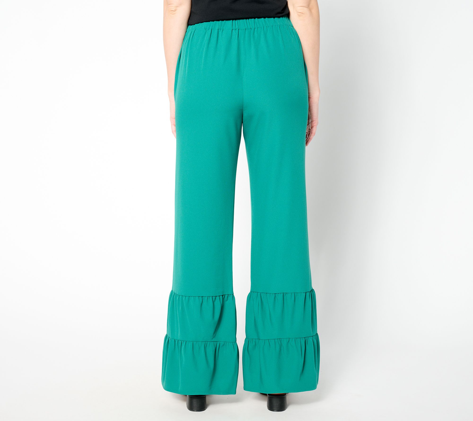 Isaac Mizrahi Live! Regular Stretch Woven Crepe Wide Leg Pants - QVC.com