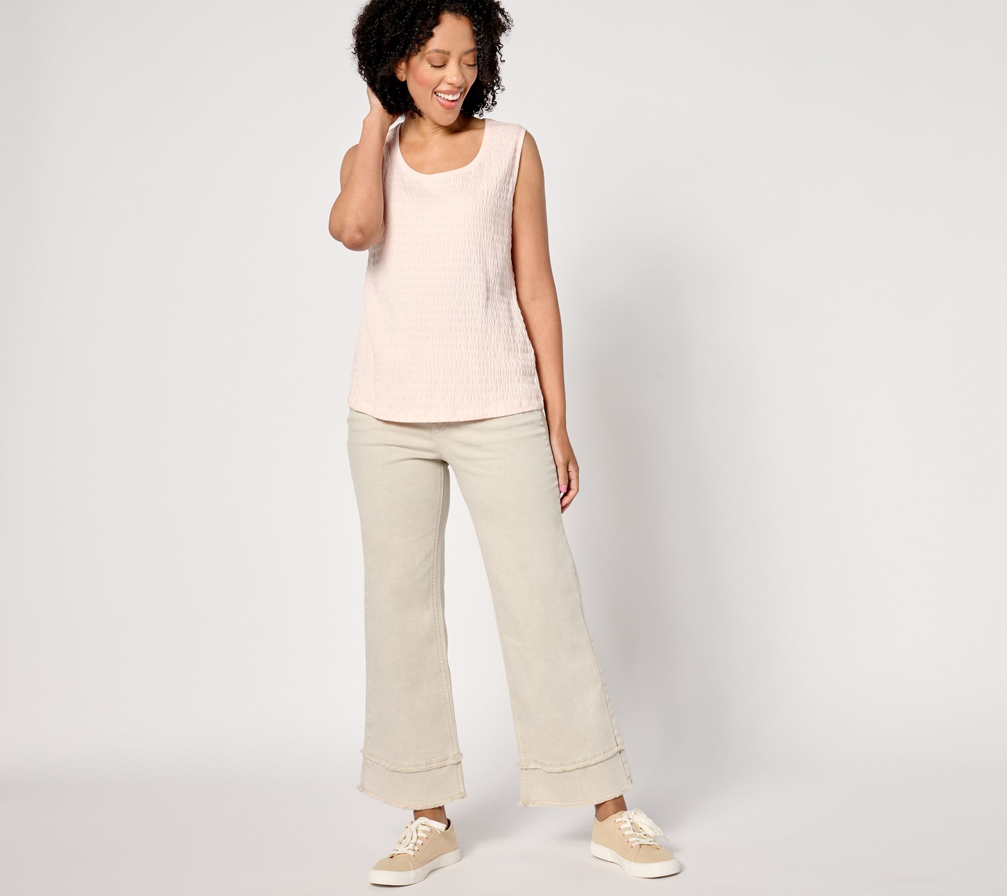 Isaac Mizrahi Live! Tall True Denim Color Pull On Ankle Wide Leg Jeans ...