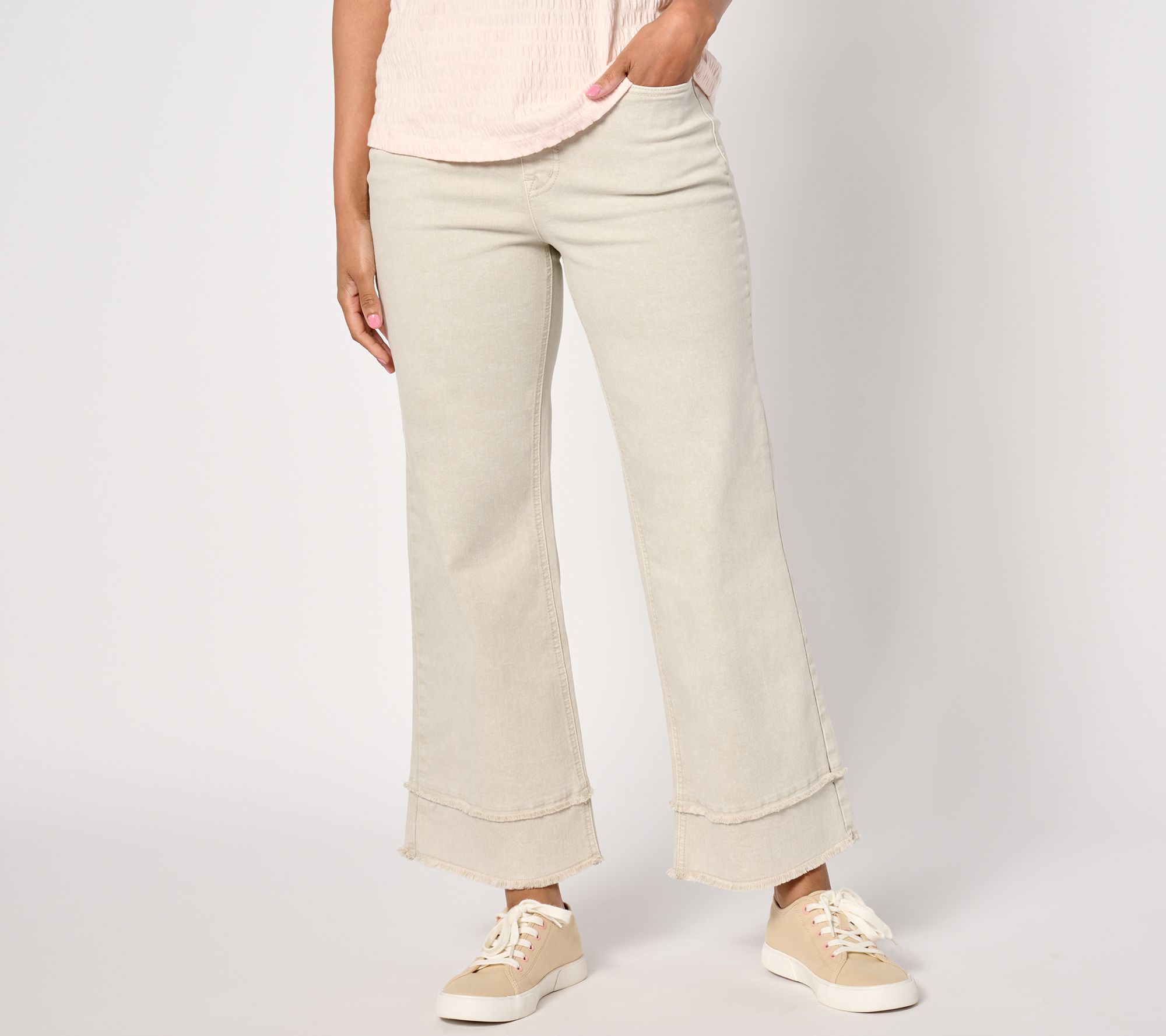 Isaac Mizrahi Live! Tall True Denim Color Pull On Ankle Wide Leg Jeans