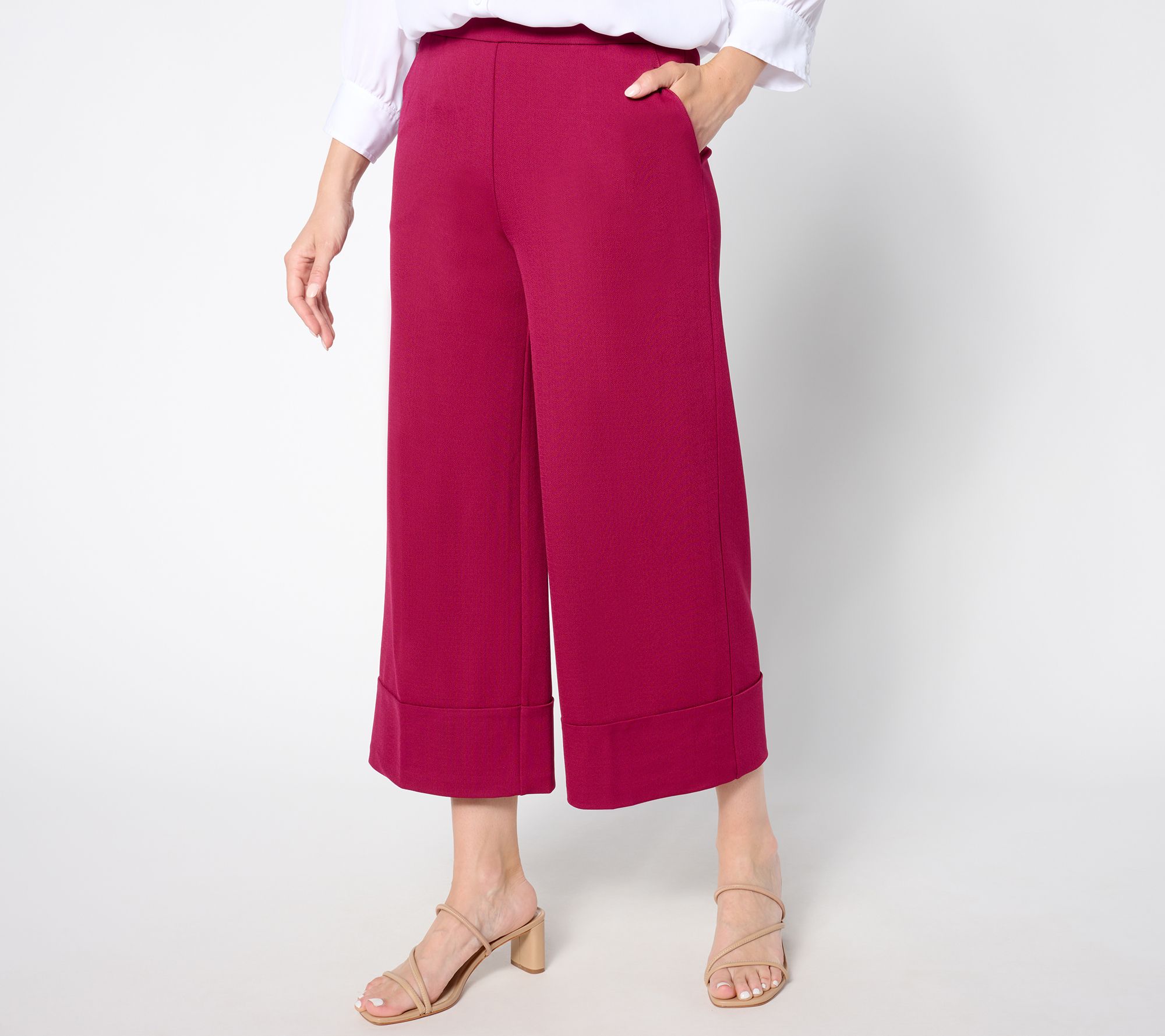 Isaac Mizrahi Live! Tall Pebble Knit Crop Pants w/ Wide Hem Cuff