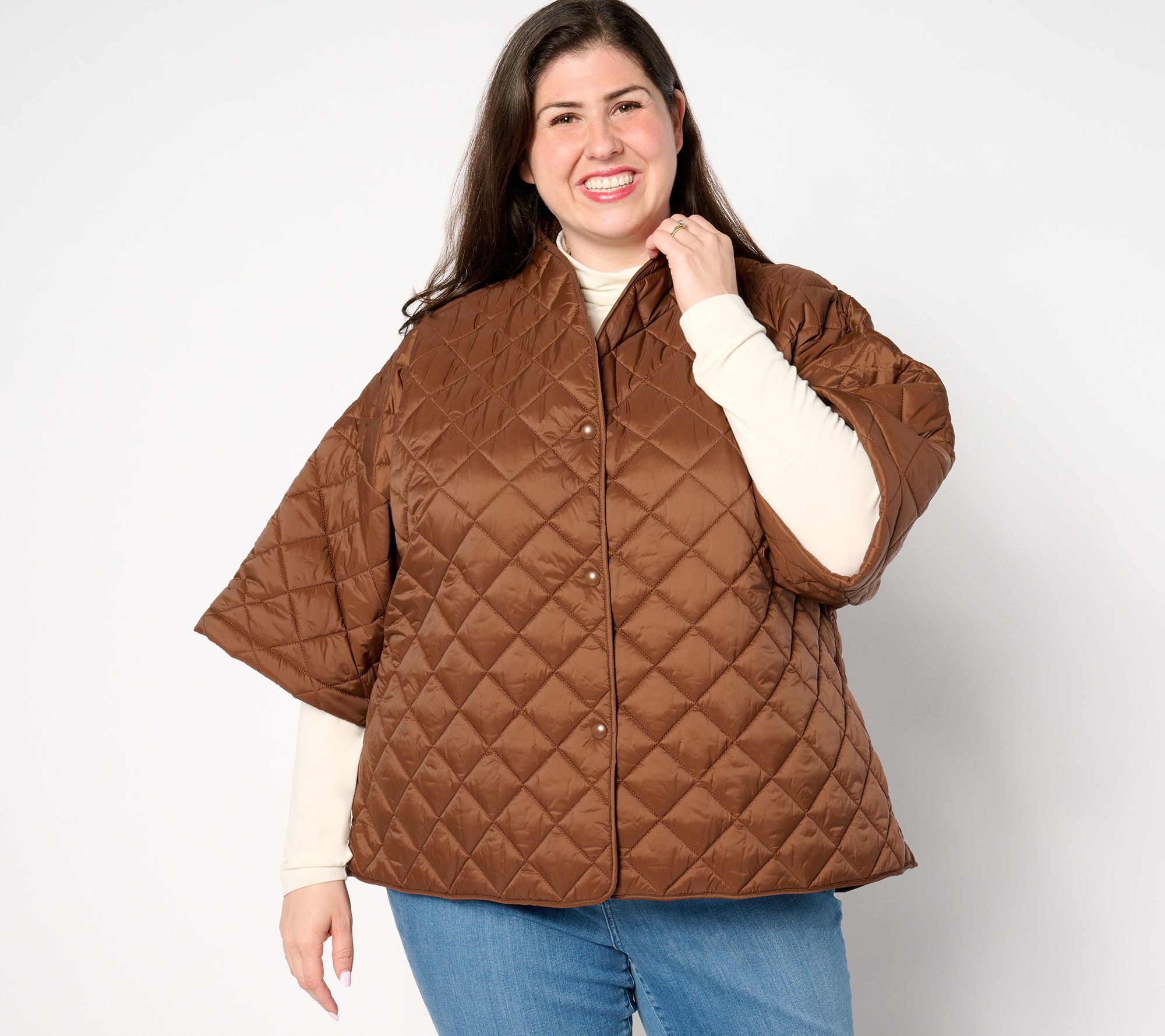 Joan Rivers Quilted 3/4-Sleeve Button Back Detailed Jacket