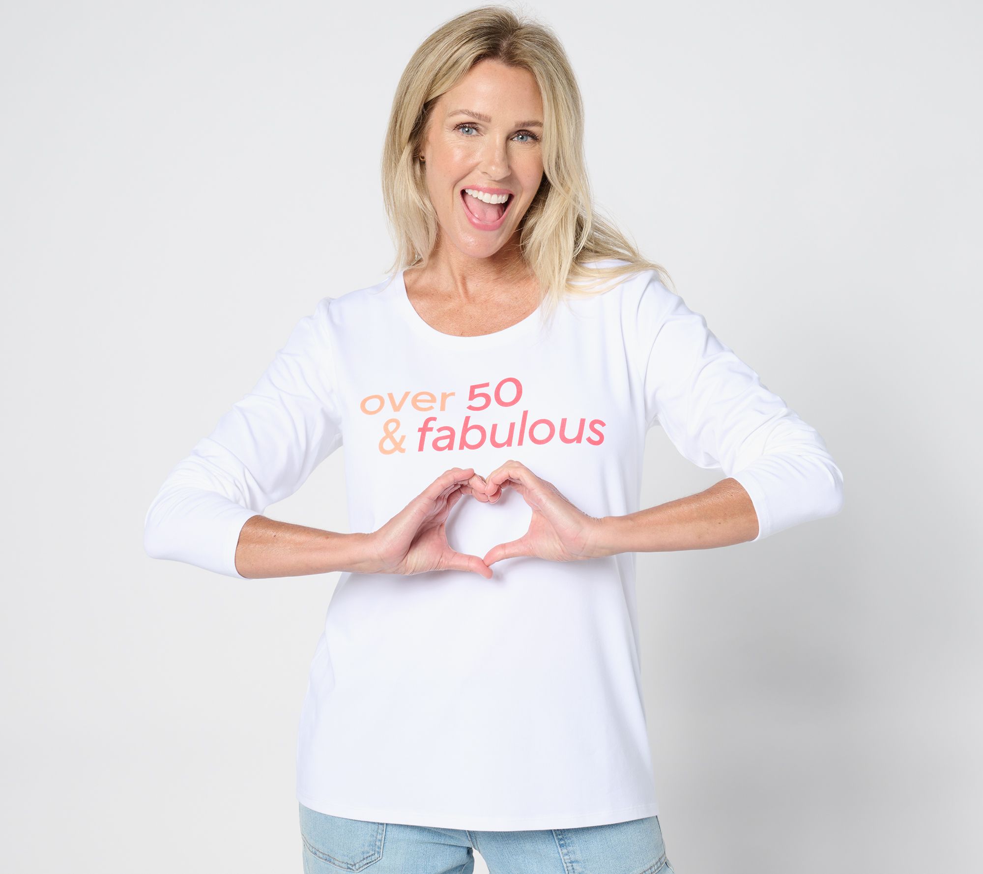Over 50 and Fabulous Round-Neck Long-Sleeve Graphic Top