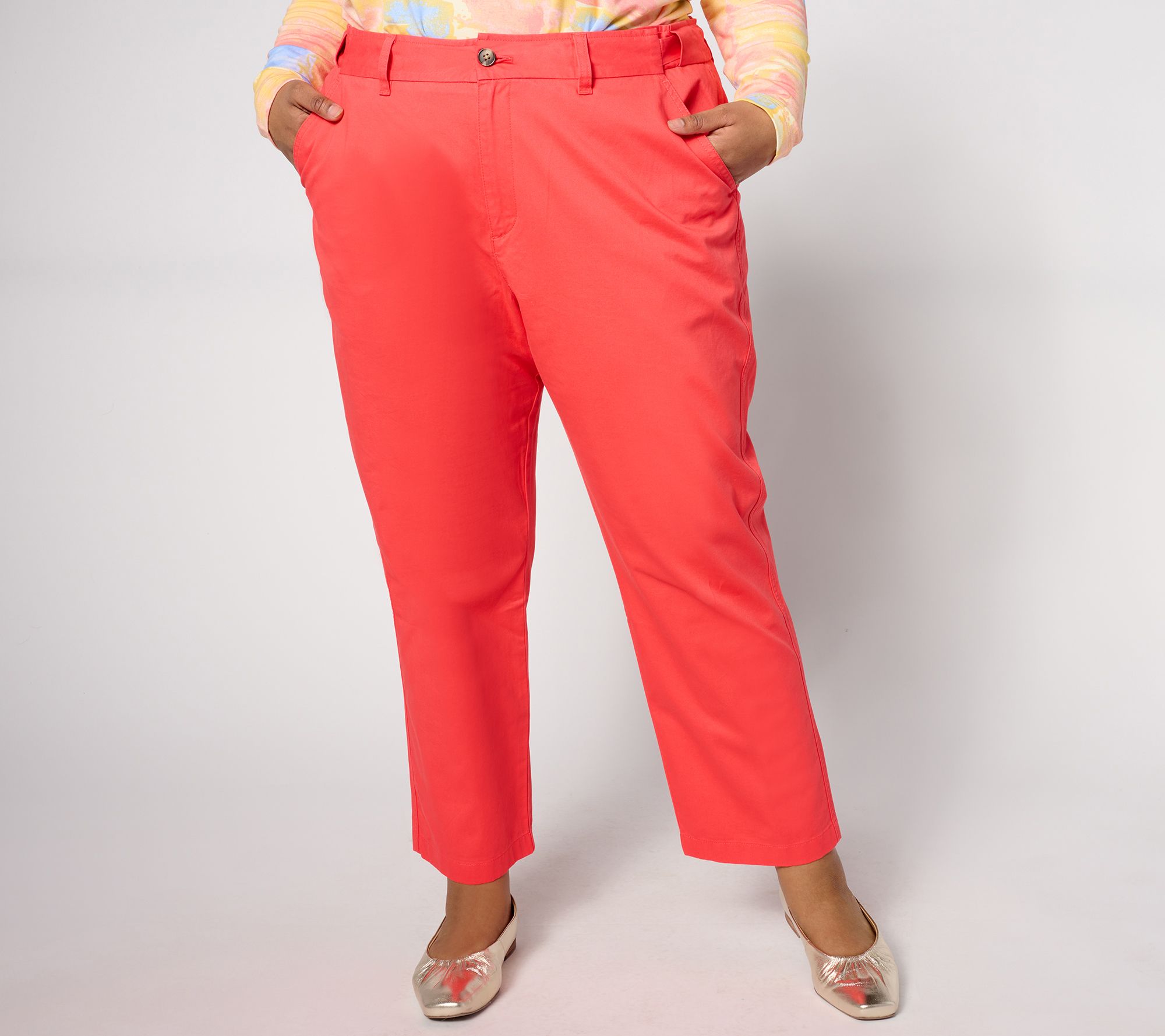 "As Is" Joan Rivers Regular Tru-Waist Twill Straight Ankle Pants