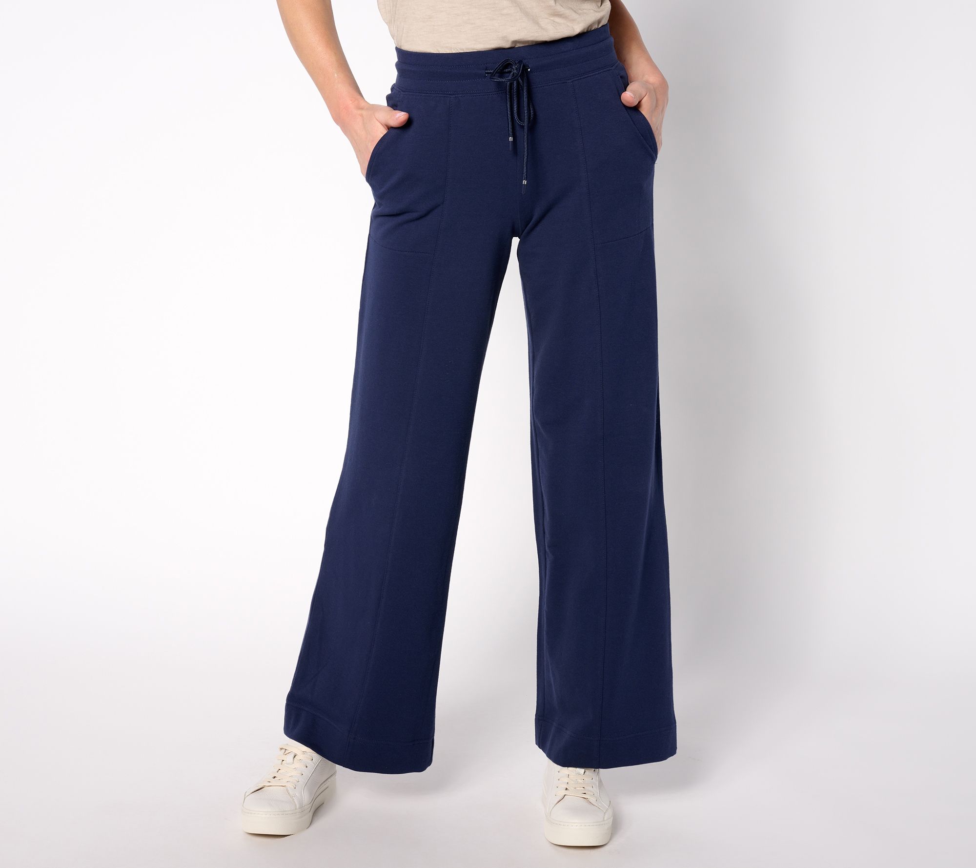 "As Is" Denim & Co. Active French Terry Tall Wide Leg Pant