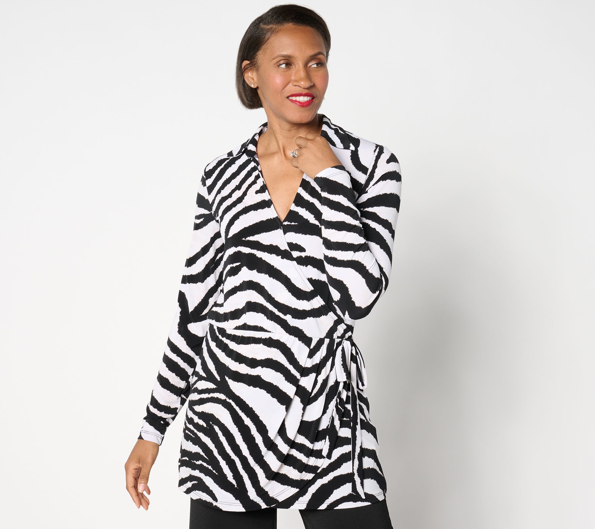 Dennis Basso Italia Knit Faux Wrap Tunic