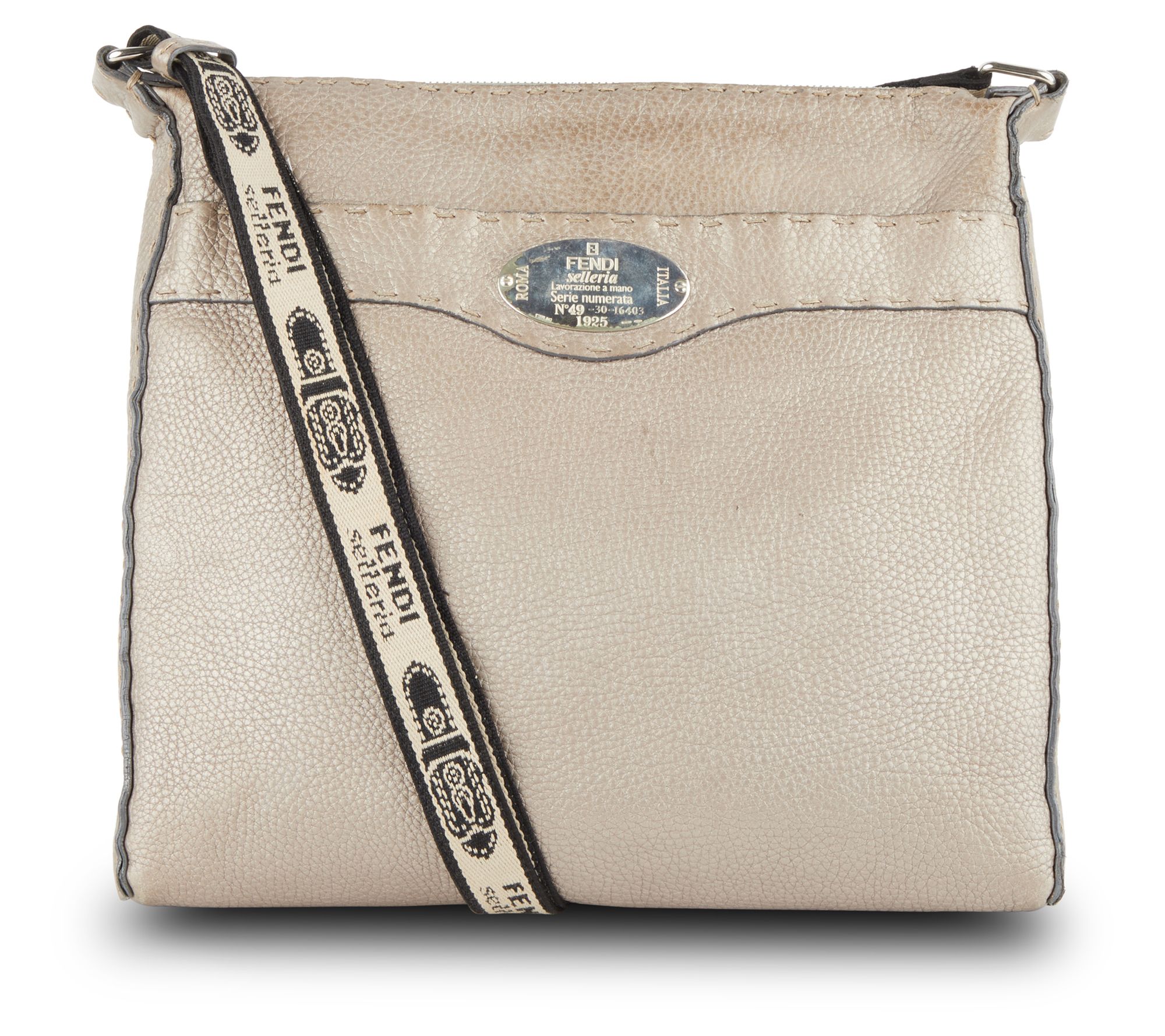 Pre-Owned Fendi Selleria Crossbody Bag  Silver