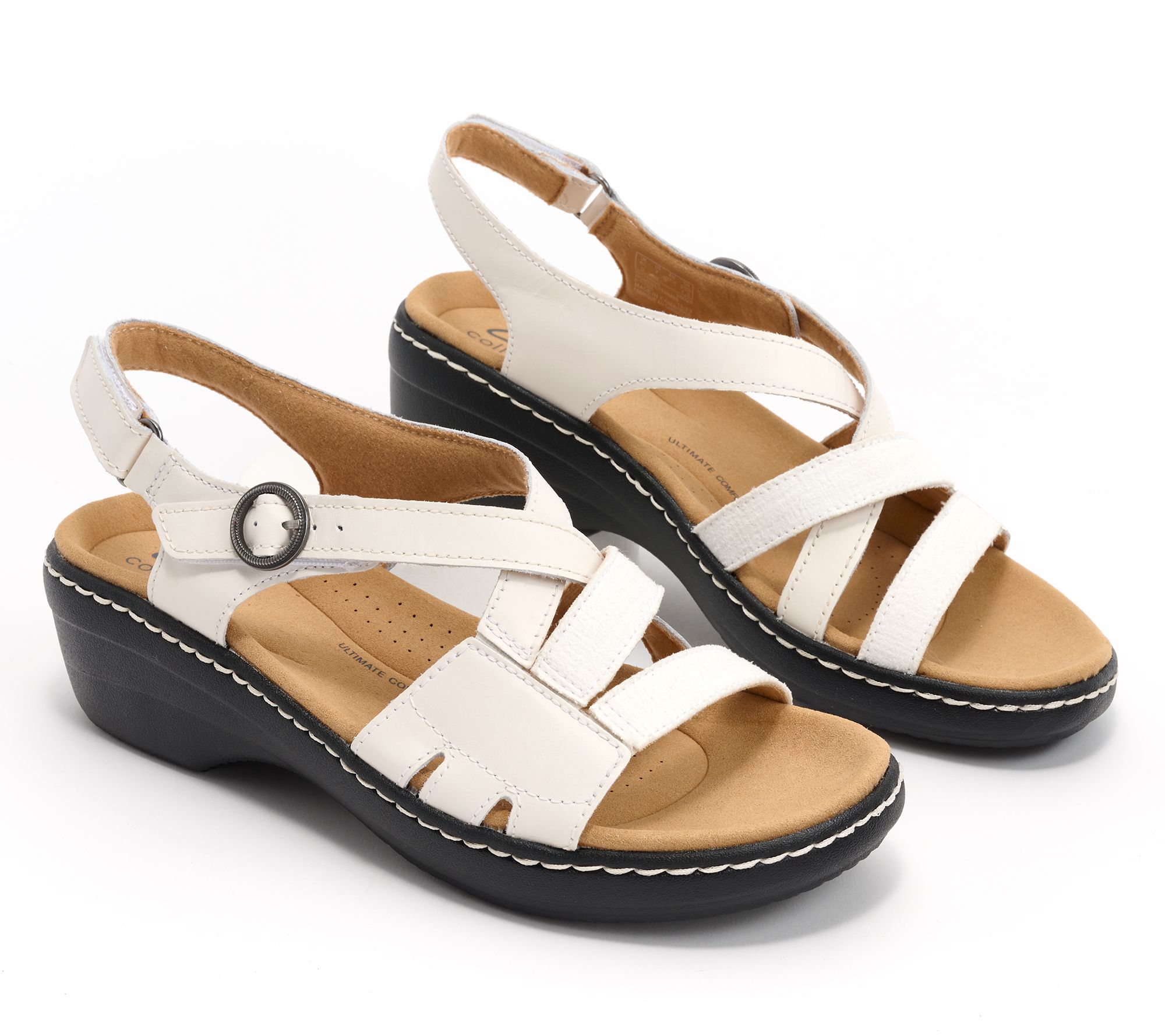 "As Is" Clarks Collection Adjustable Leather Sandals -Merliah Bonita