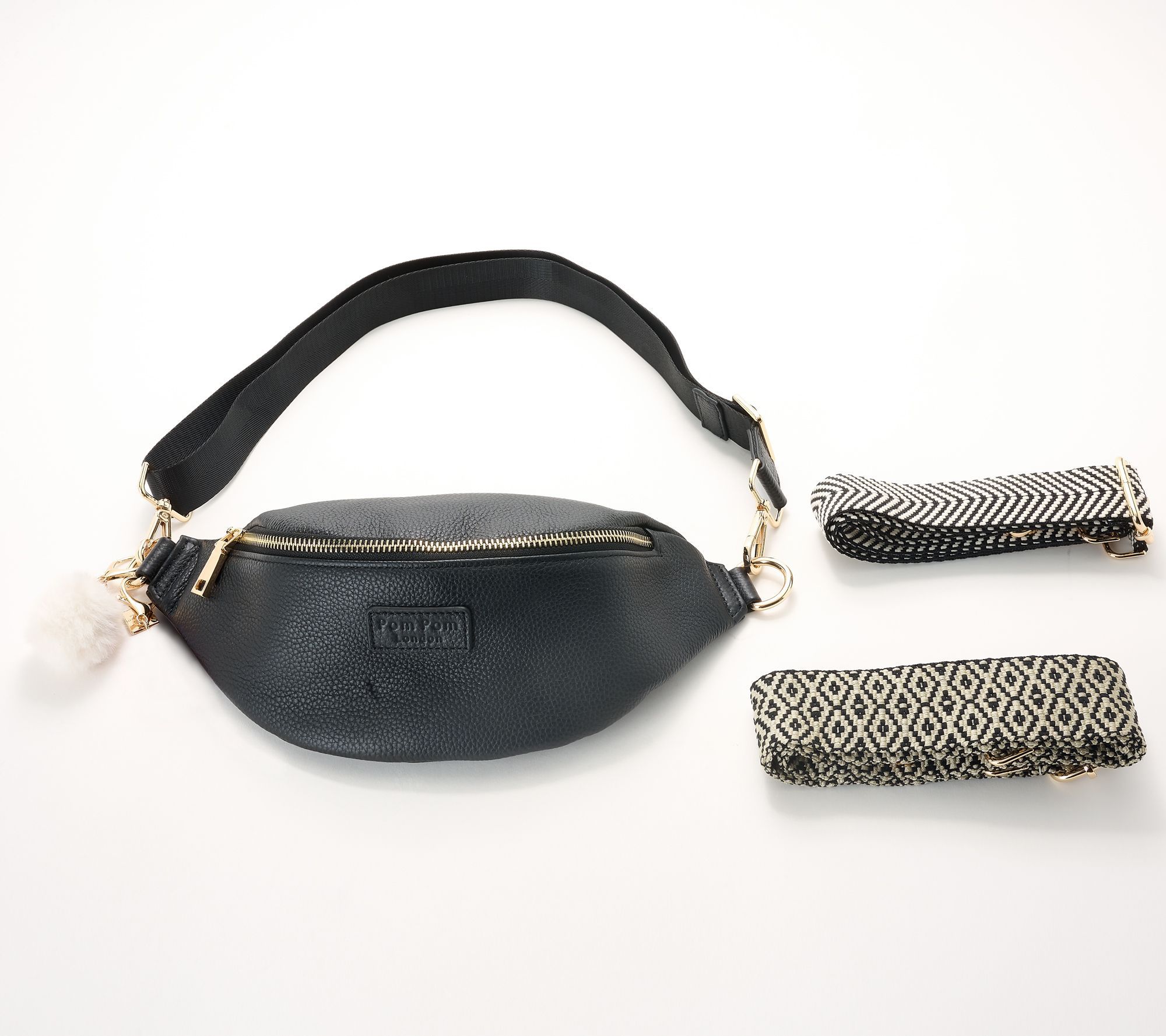 Pom Pom London Leather Bum Bag with Fashion Straps
