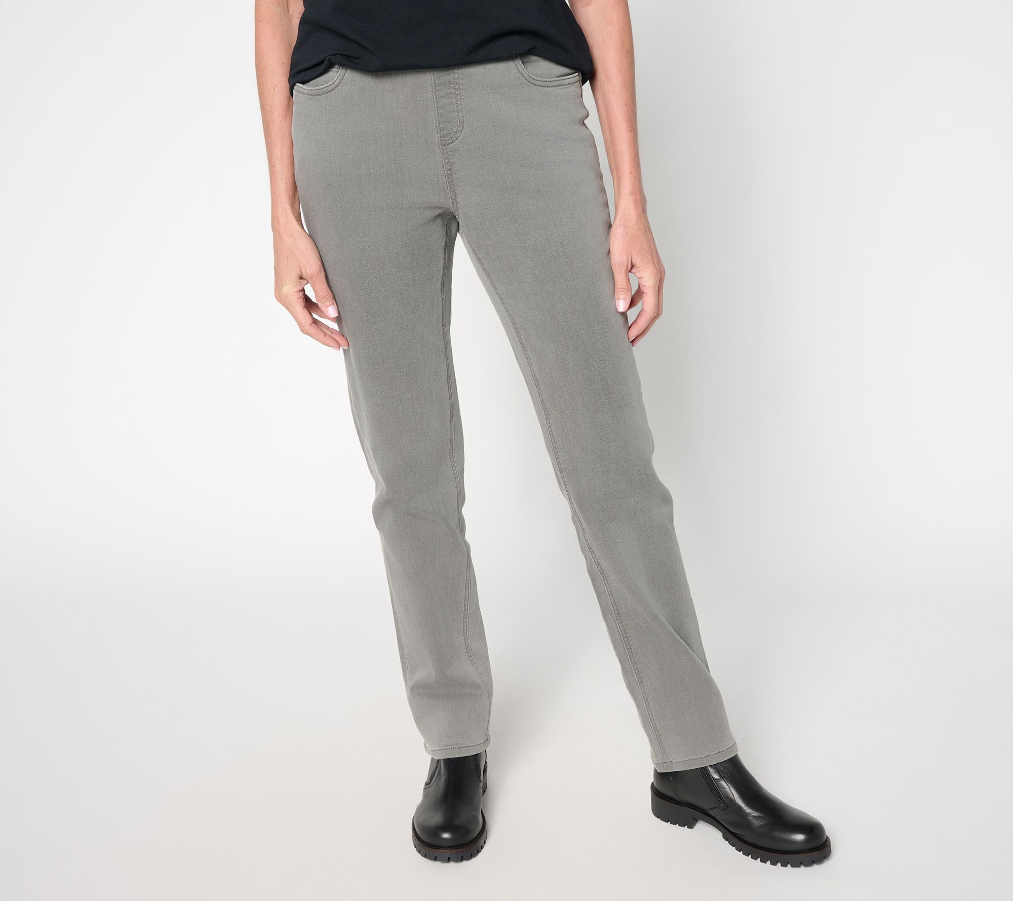 Denim & Co. Comfy Knit Full Length Straight Leg Pull-On Jean