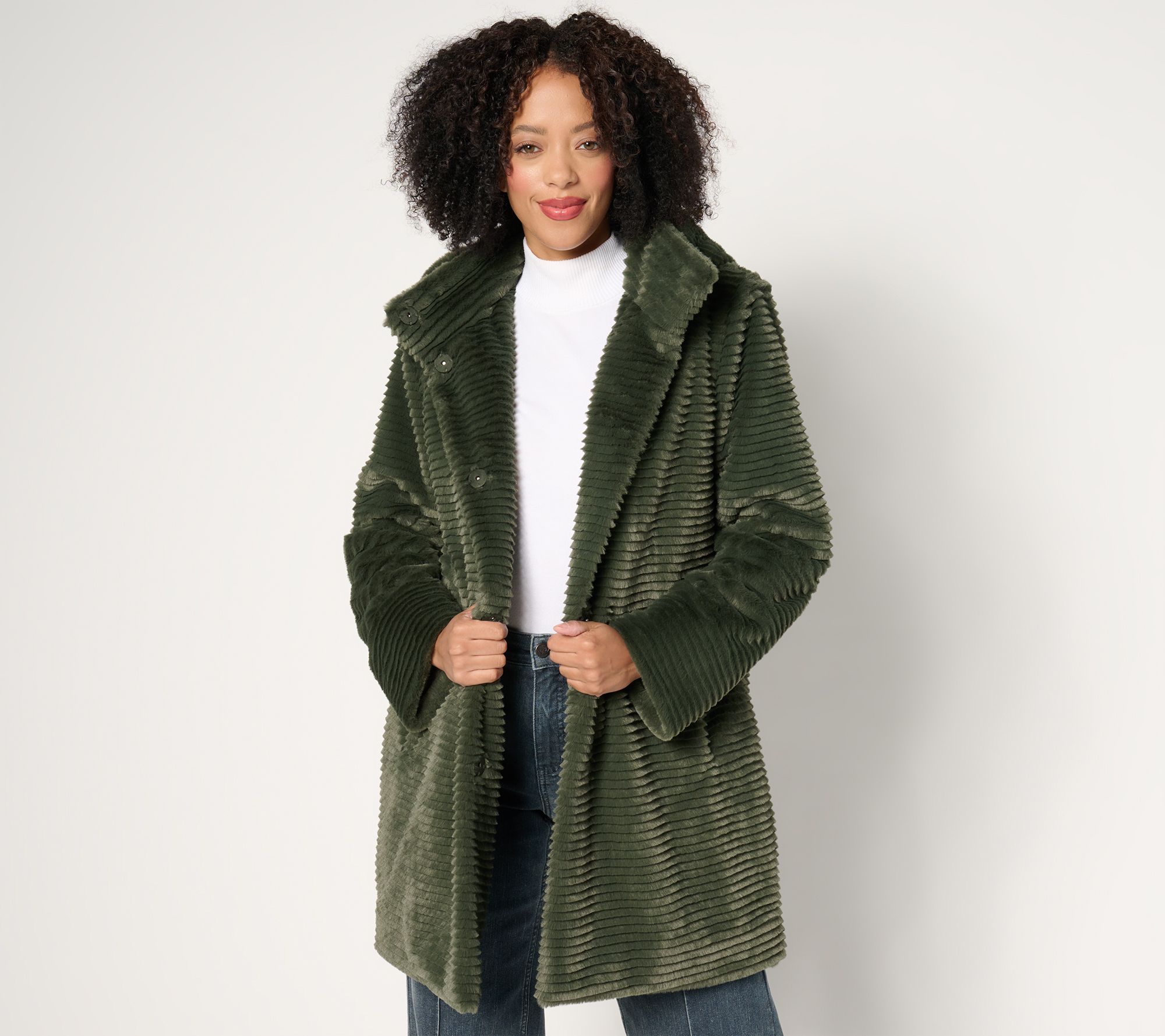 Dennis Basso Petite Faux Mink Anorak Jacket with Removable Hood