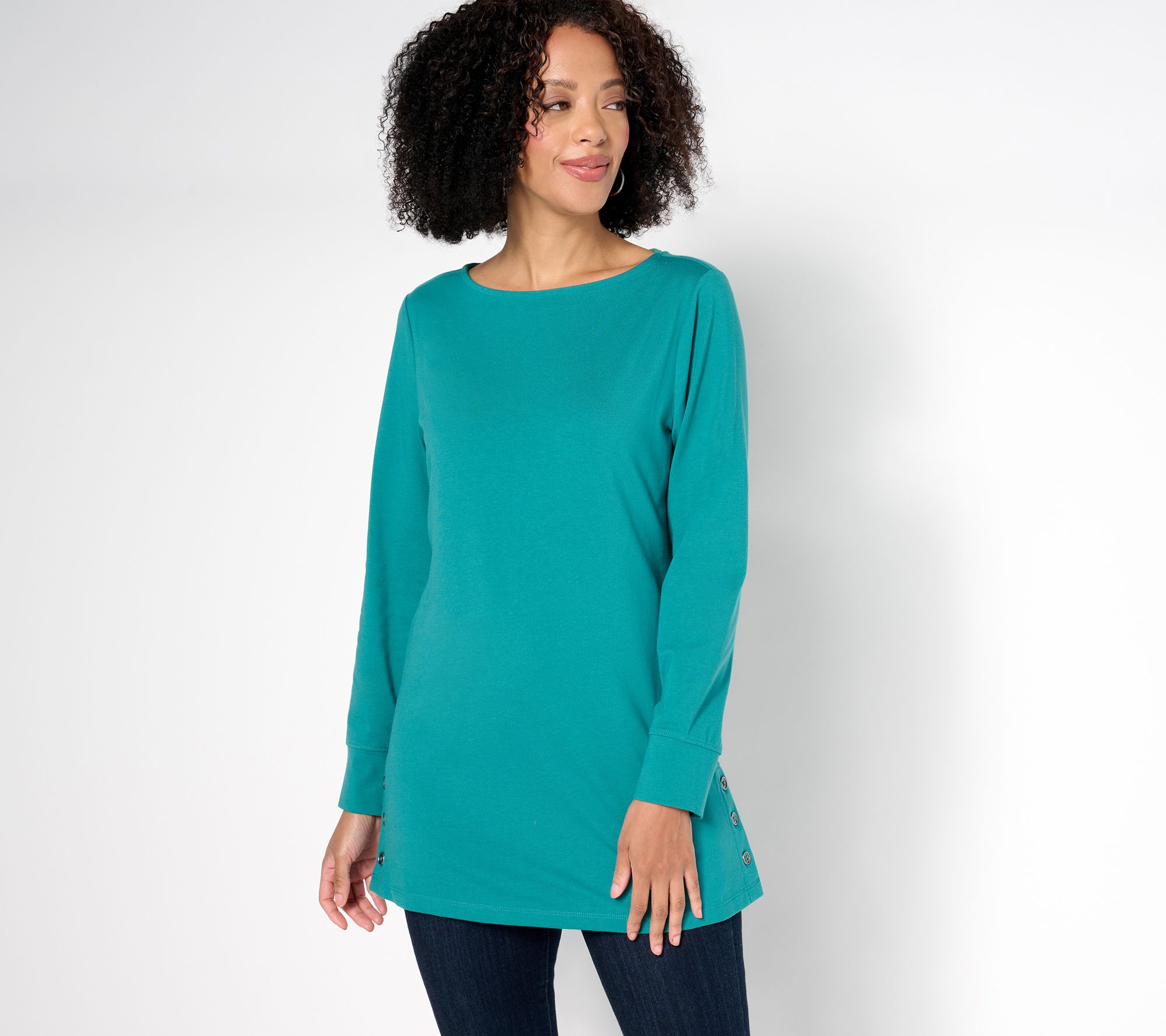 Denim & Co. Essentials Regular Perfect Jersey Boat Neck Tunic