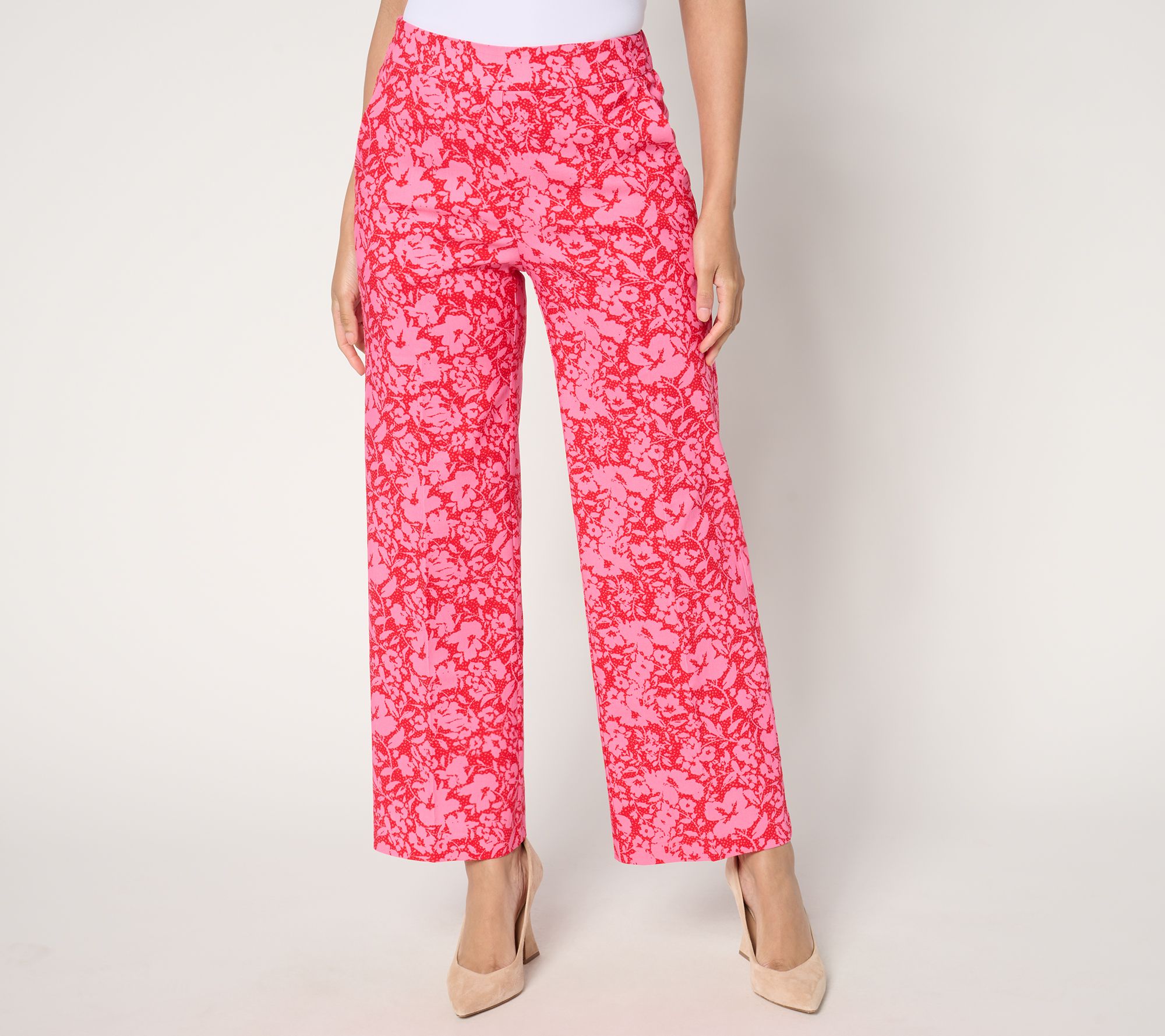 Isaac Mizrahi Live! Tall Printed Stretch Twill Wide Leg Ankle Pants