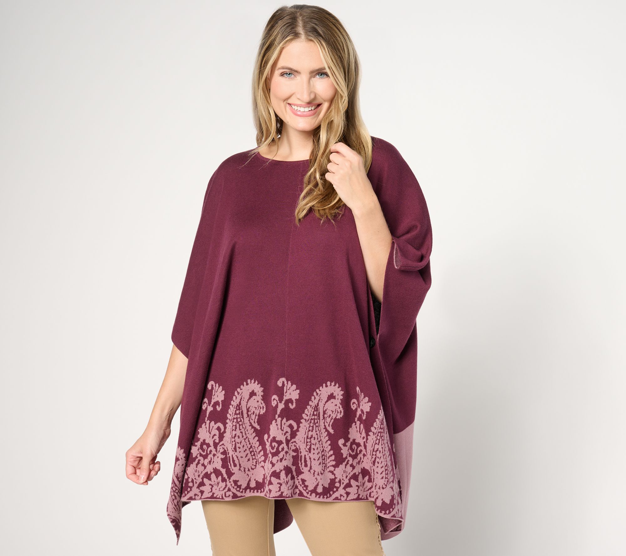 "As Is" BEAUTIFUL by Lawrence Zarian Novelty Poncho Sweater