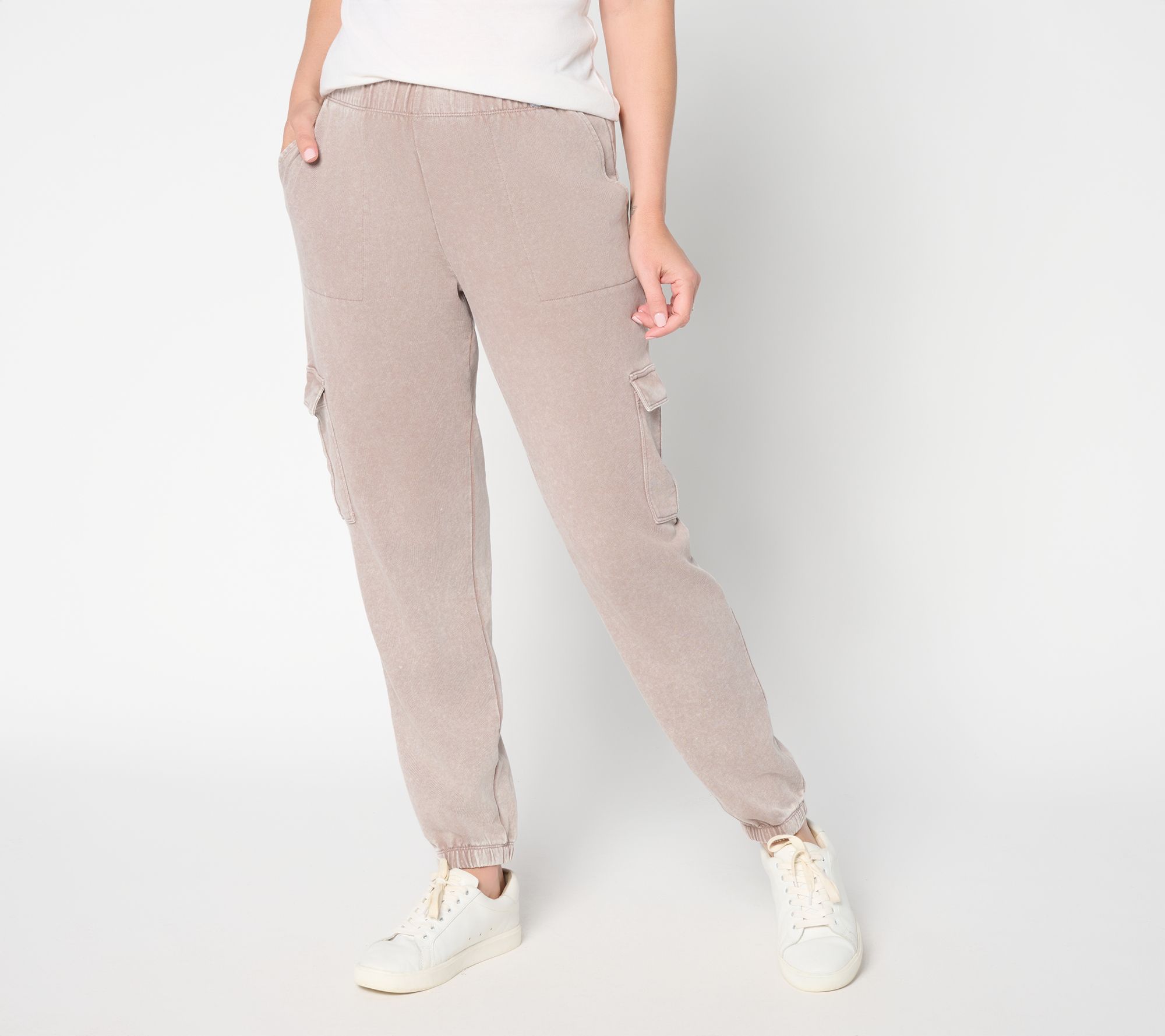 AnyBody Regular Washed French Terry Cargo Jogger Pant