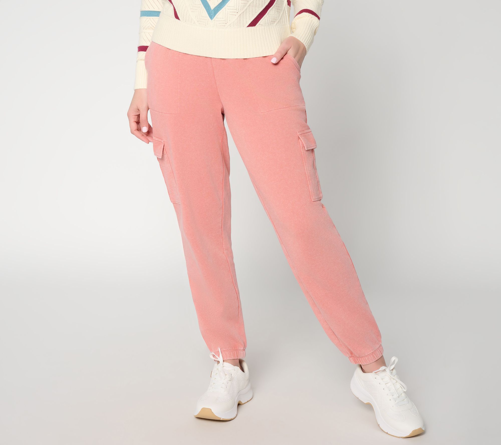 AnyBody Regular Washed French Terry Cargo Jogger Pant