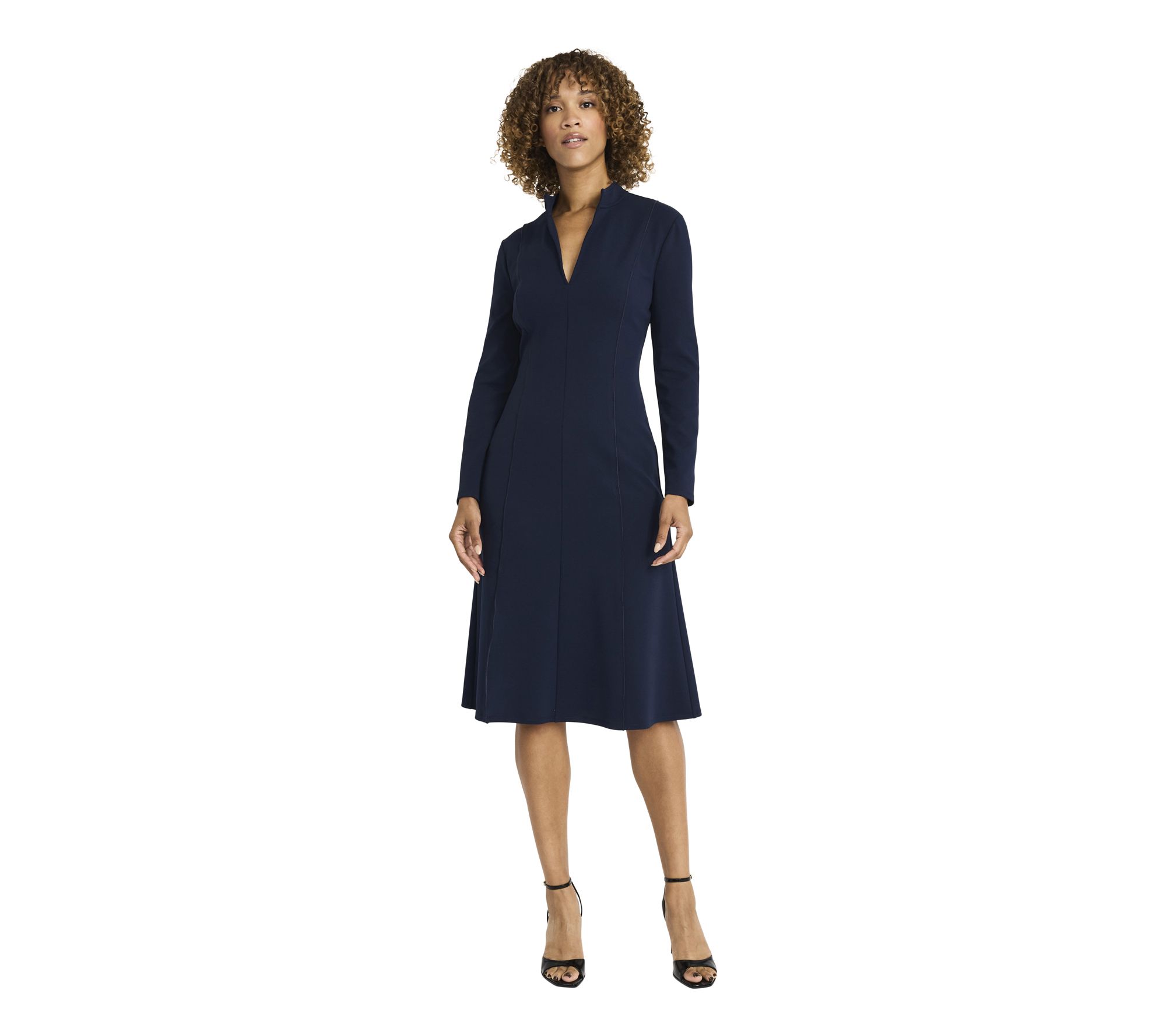 Maggy London Long Sleeve Knit Dress with V-Neck line