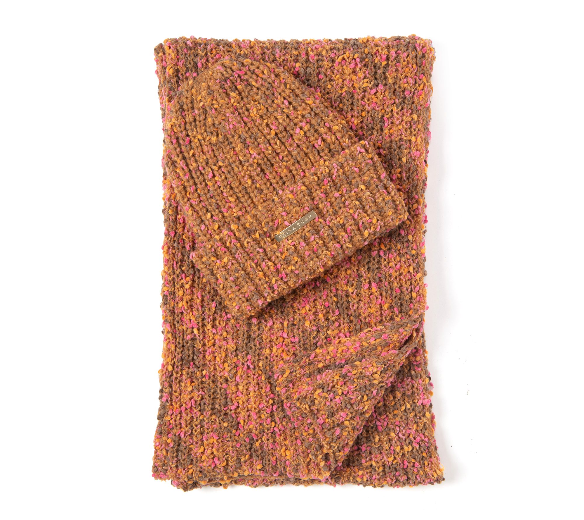 Trina by Trina Turk Speckled Knit Beanie & Scarf Gift Box Set