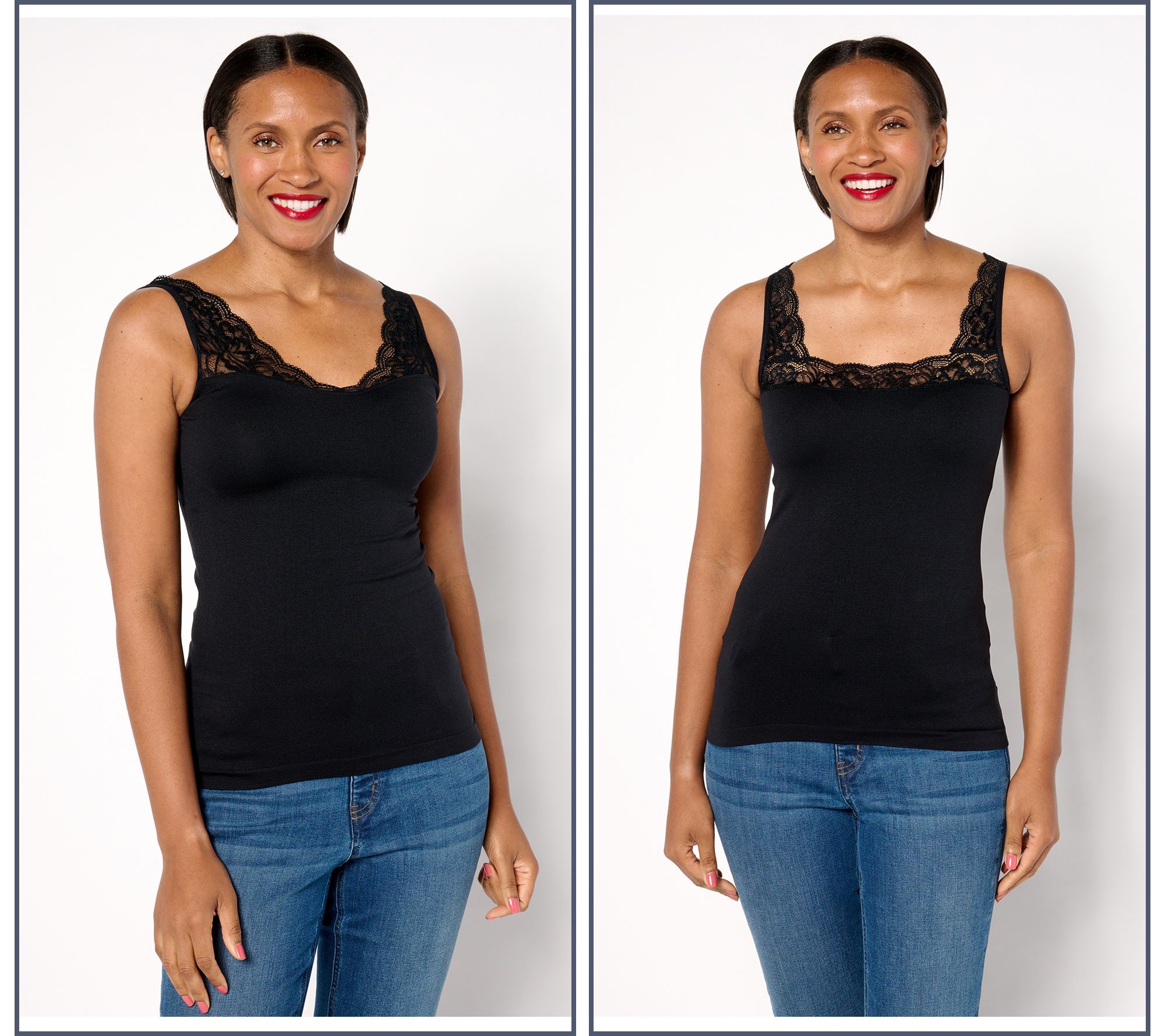 "As Is" Breezies Natural Curves Lace Seamless Reversible Cami