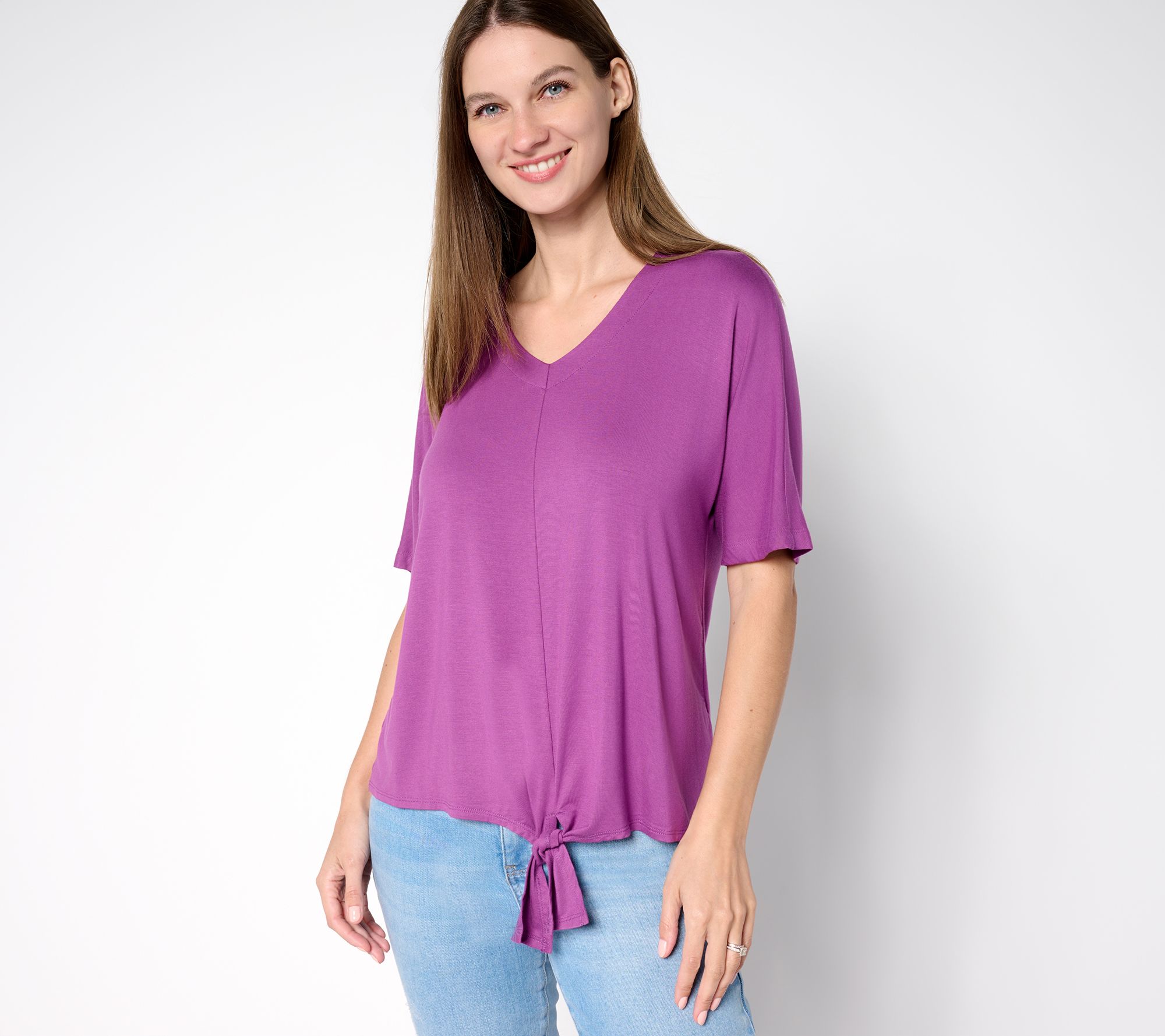 Belle Boho by Kim Gravel Rayon Spandex Tie Front Top