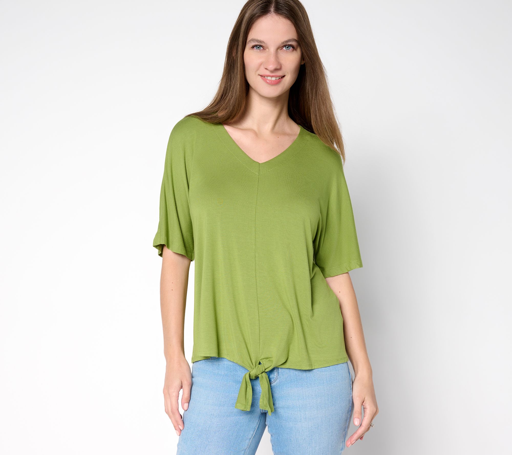 Belle Boho by Kim Gravel Rayon Spandex Tie Front Top