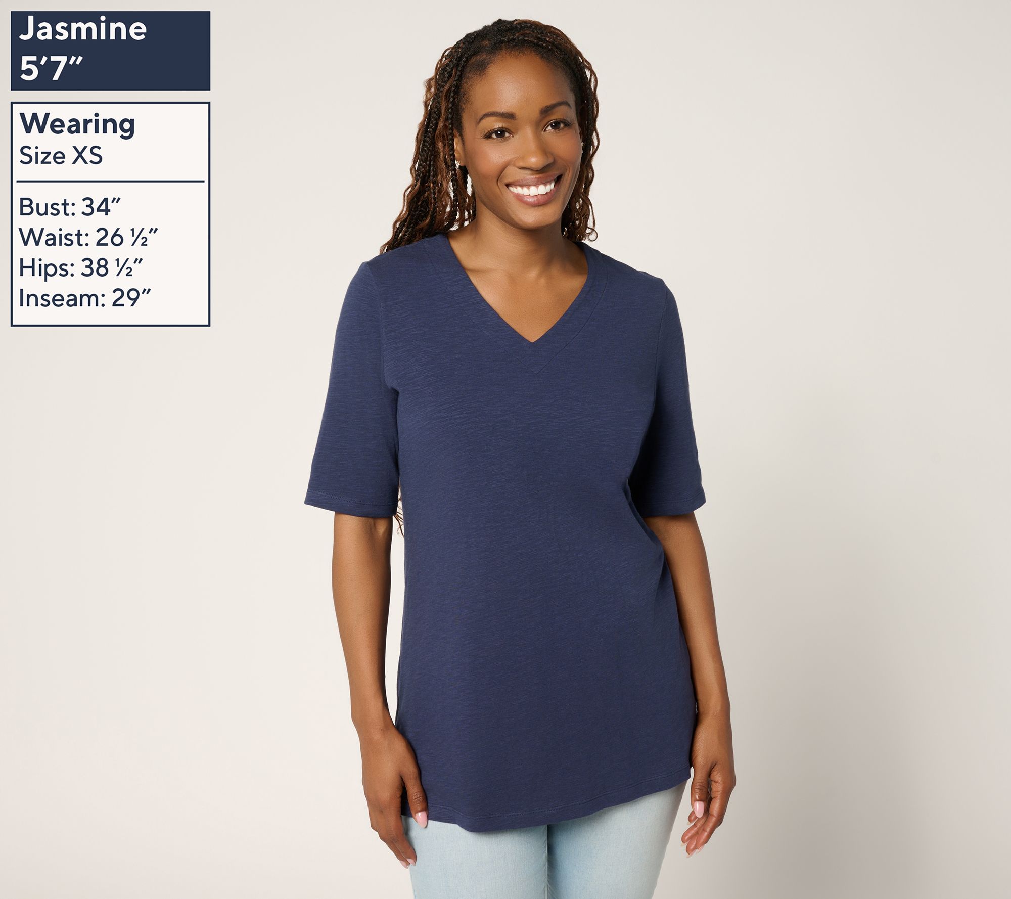 Denim & Co. Essentials Textured Knit 2-Pack V-Neck Tunics