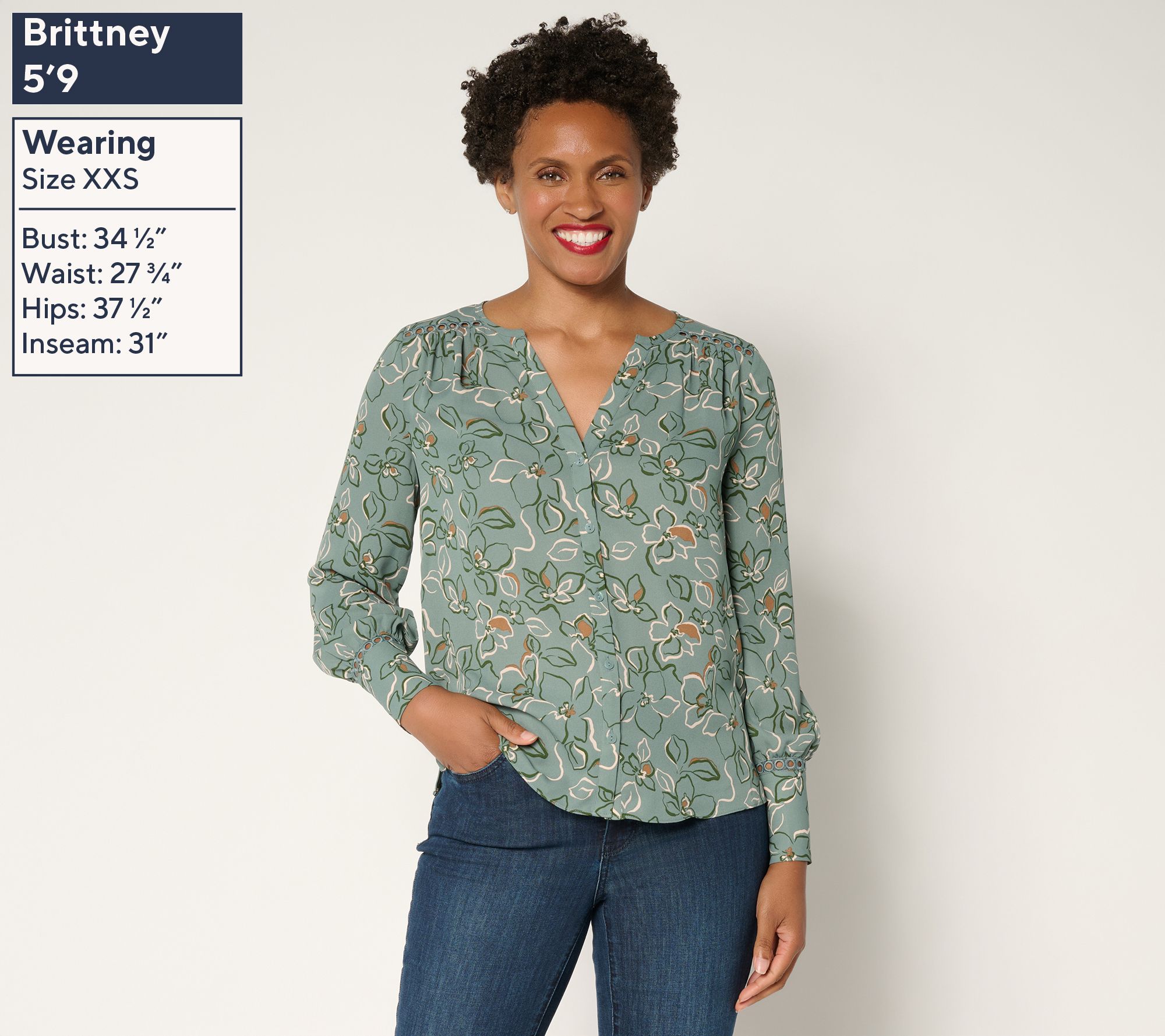 NYDJ Liliana Lace Long Sleeve Peasant Blouse - QVC.com