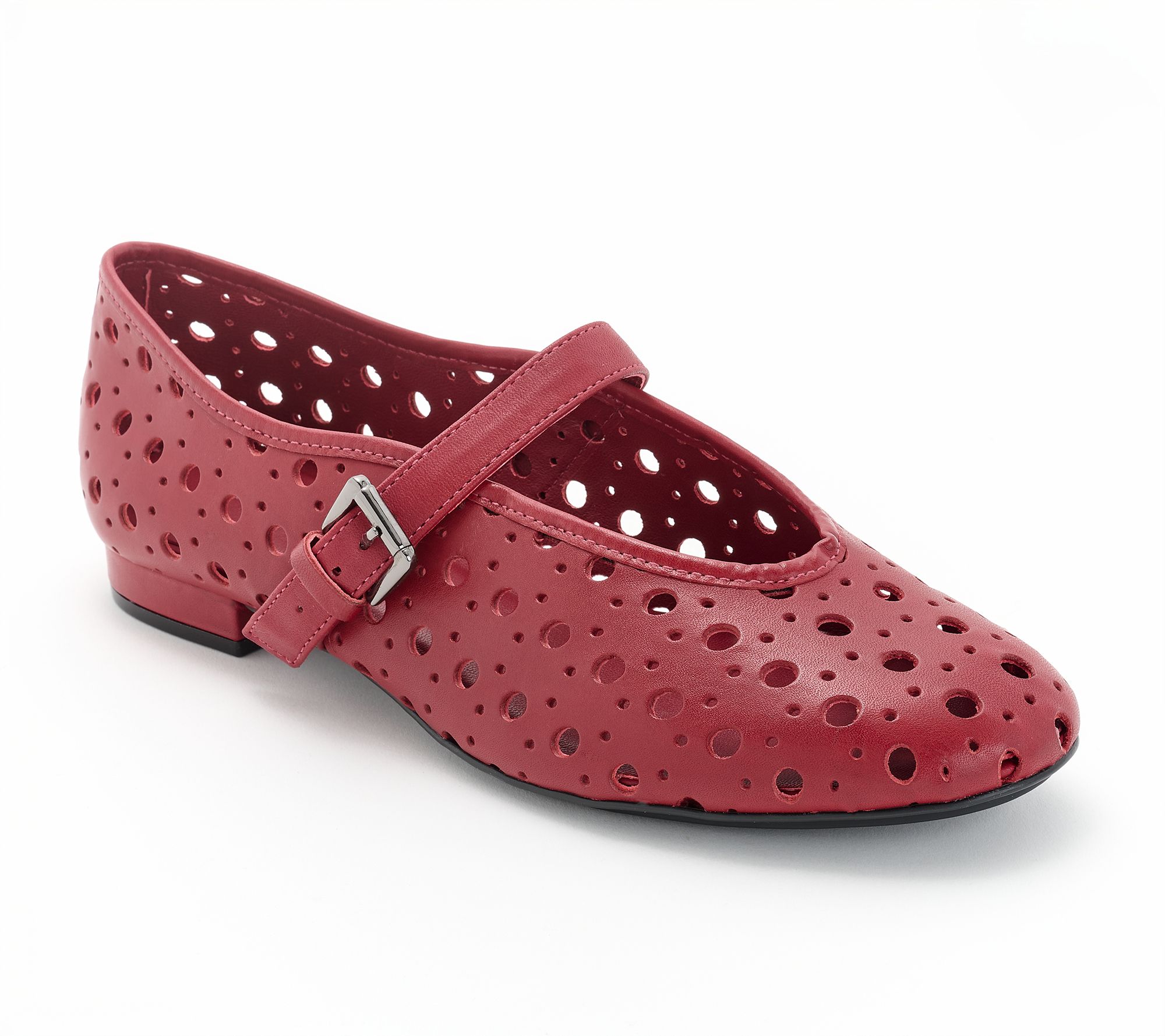Bernardo Leather Perforated Mary Jane Flats - Borden