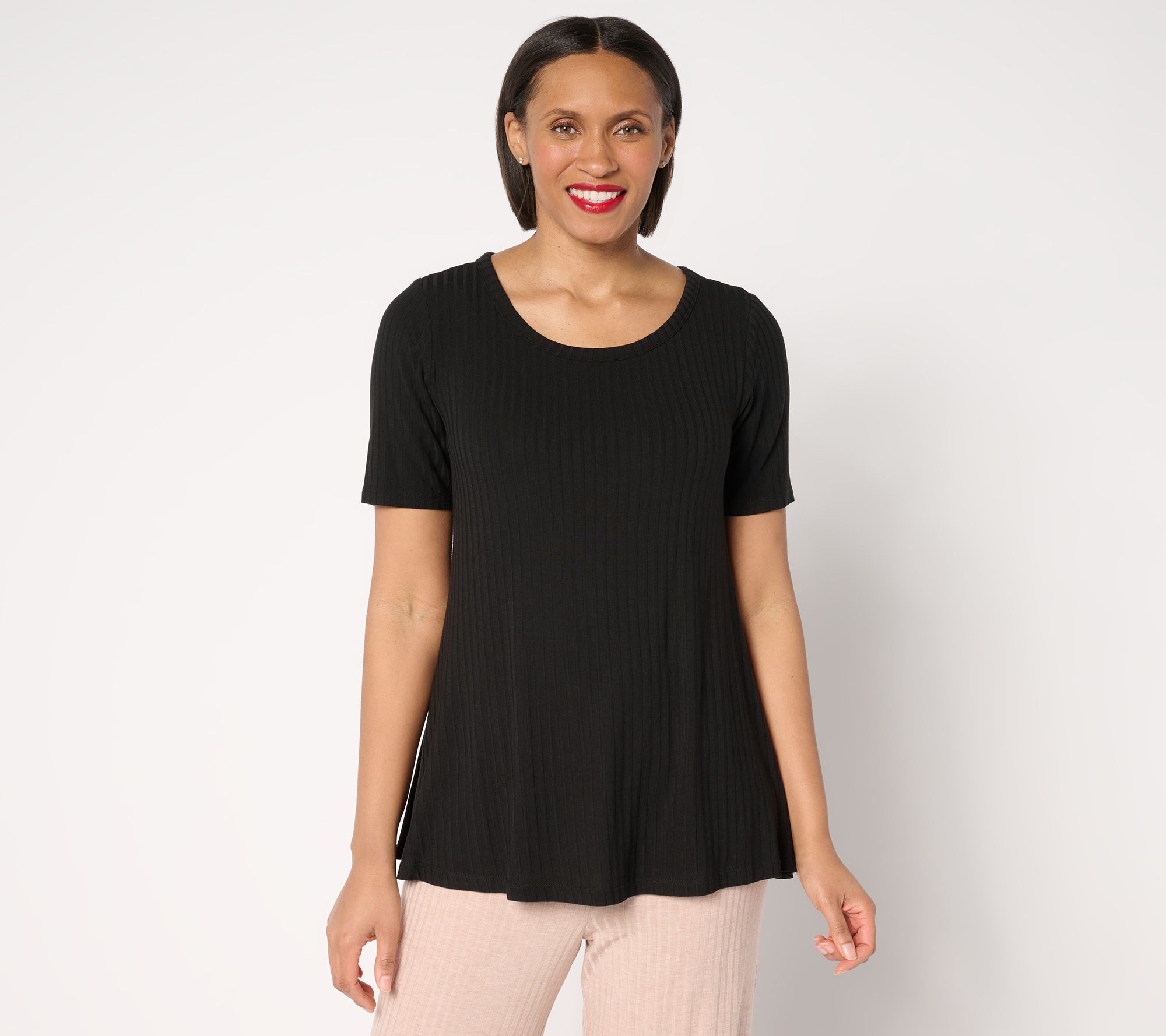 "As Is" Modern Soul Radiant Rib Short Sleeve Top w/ Support System