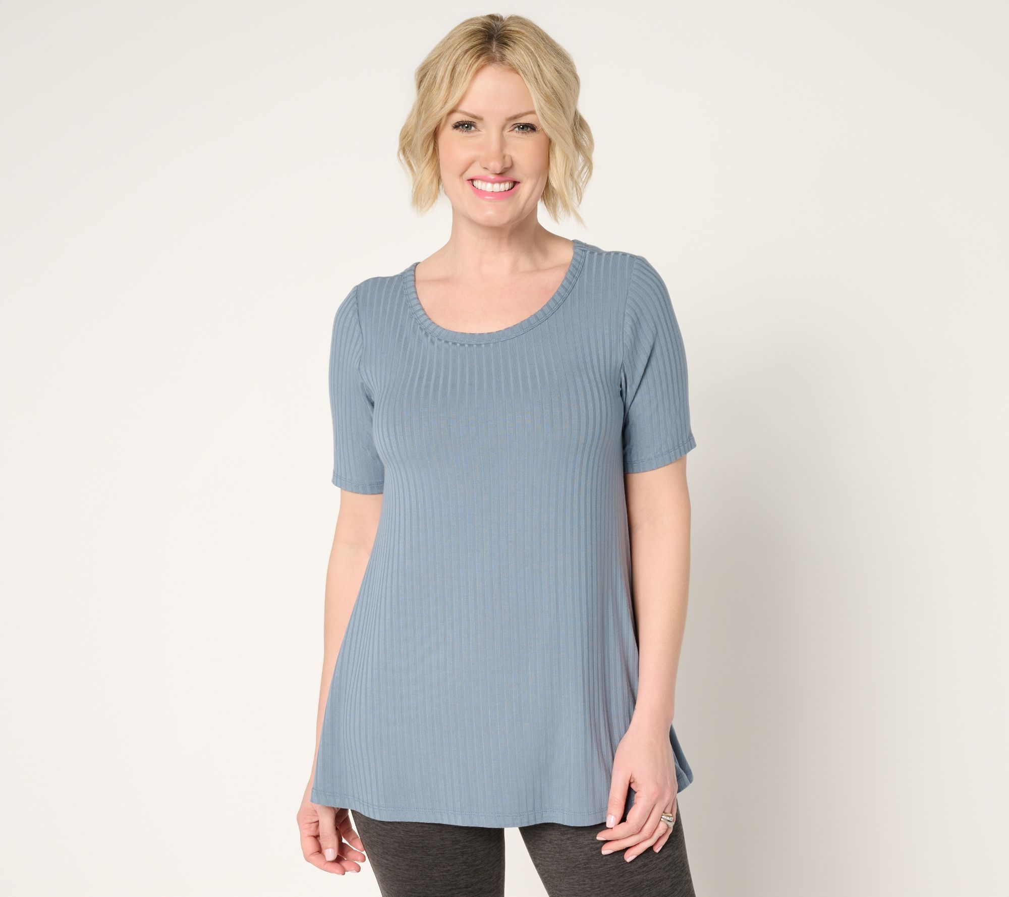 "As Is" Modern Soul Radiant Rib Short Sleeve Top w/ Support System