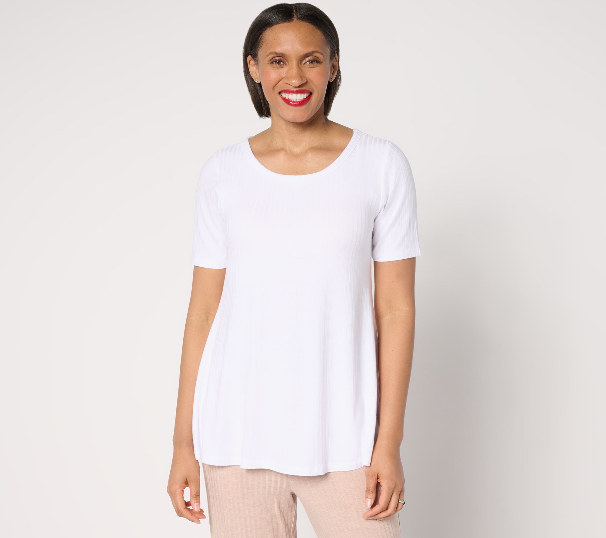"As Is" Modern Soul Radiant Rib Short Sleeve Top w/ Support System