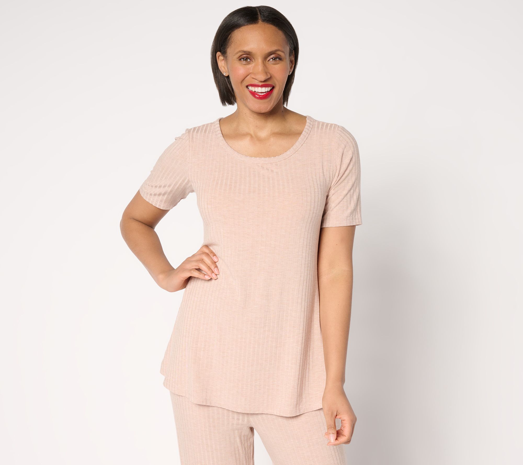 "As Is" Modern Soul Radiant Rib Short Sleeve Top w/ Support System