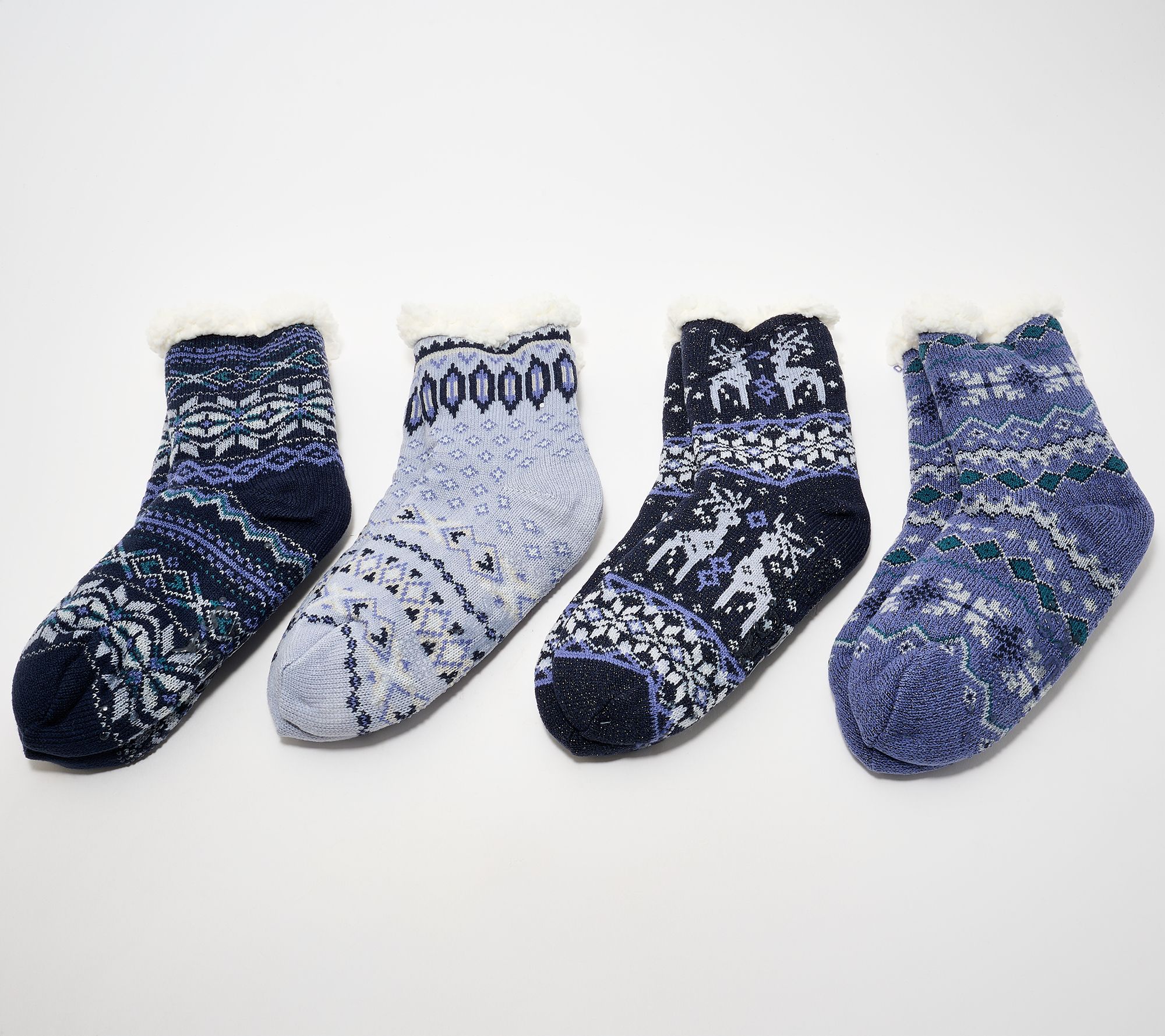  MUK LUKS Set of 4 Pair Shea Butter Infused Cabin Socks