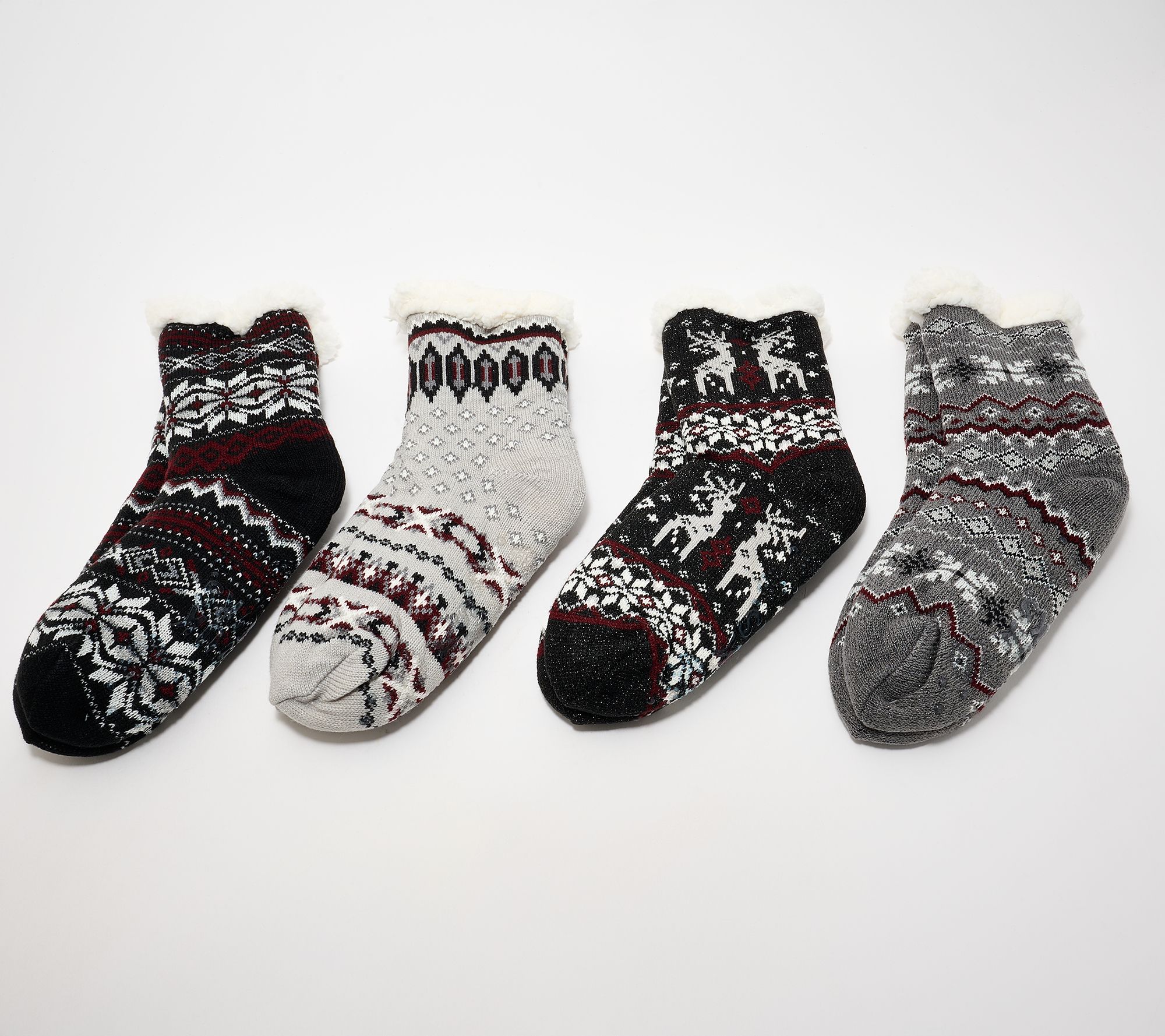 MUK LUKS Set of 4 Pair Shea Butter Infused Cabin Socks