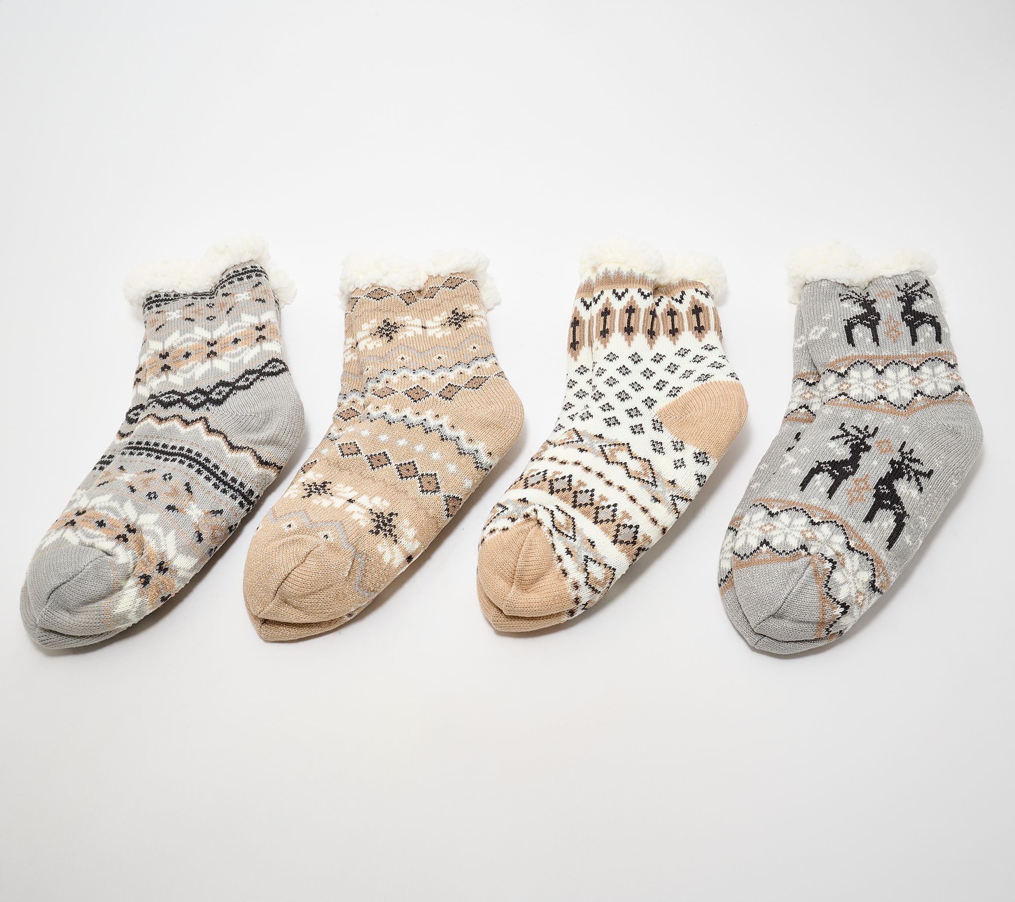 MUK LUKS Set of 4 Pair Shea Butter Infused Cabin Socks