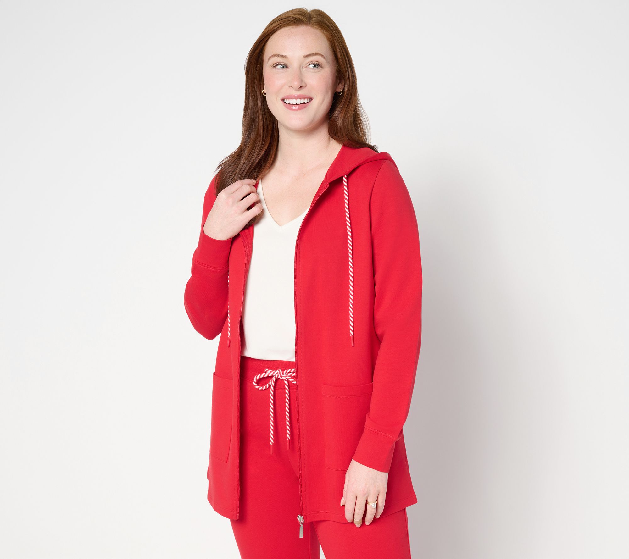 "As Is" Denim & Co. Active Regular French Terry Zip-Up Tunic w/ Star