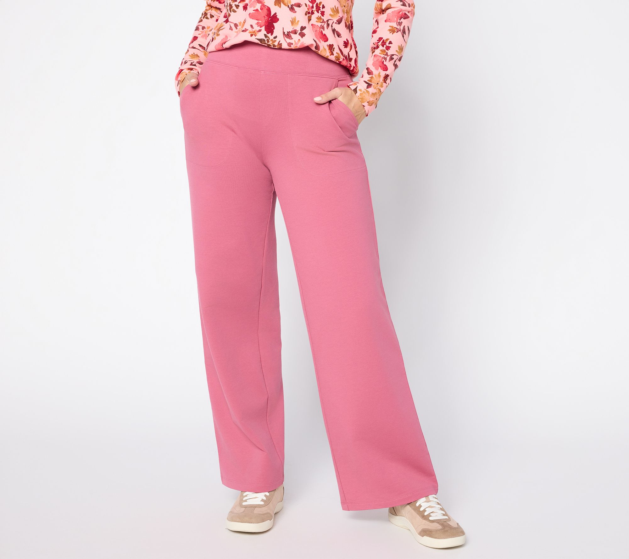 Denim & Co. Active Regular French Terry Wide Leg Pants