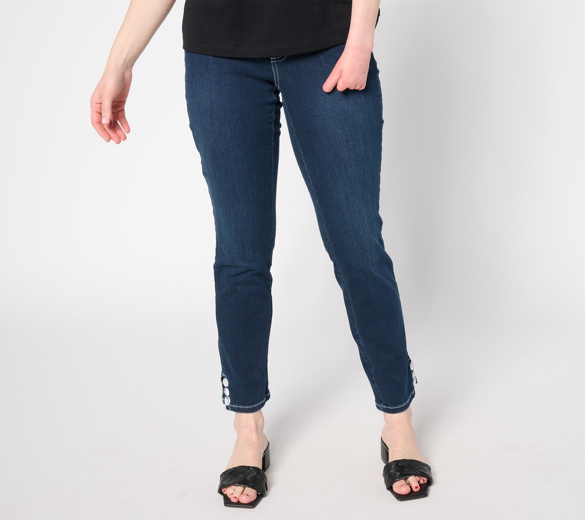 "As Is" Belle by Kim Gravel Reg TripleLuxe Denim Horn Button Jeans