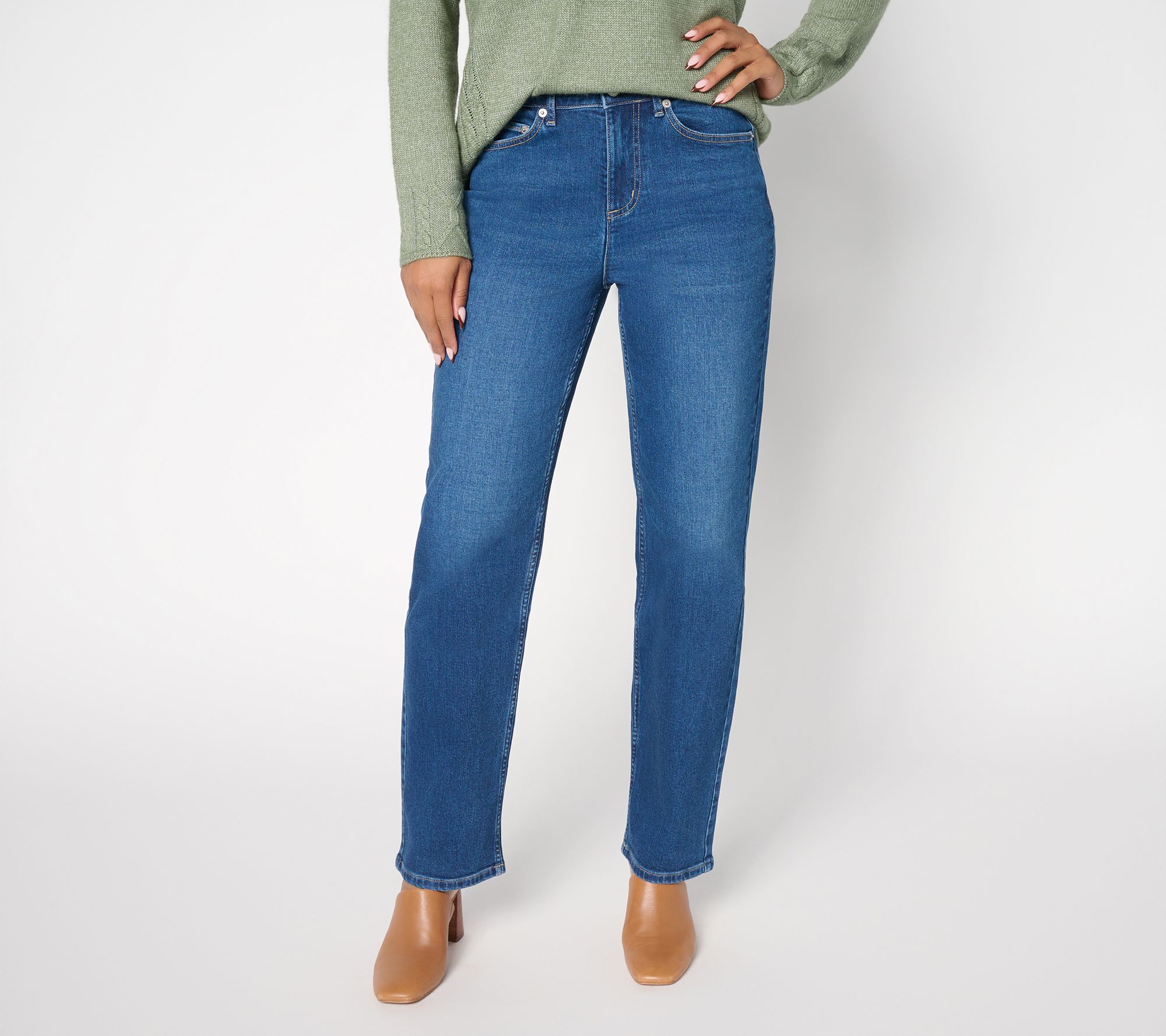  LOGO by Lori Goldstein Petite Indigo Straight Leg Jeans