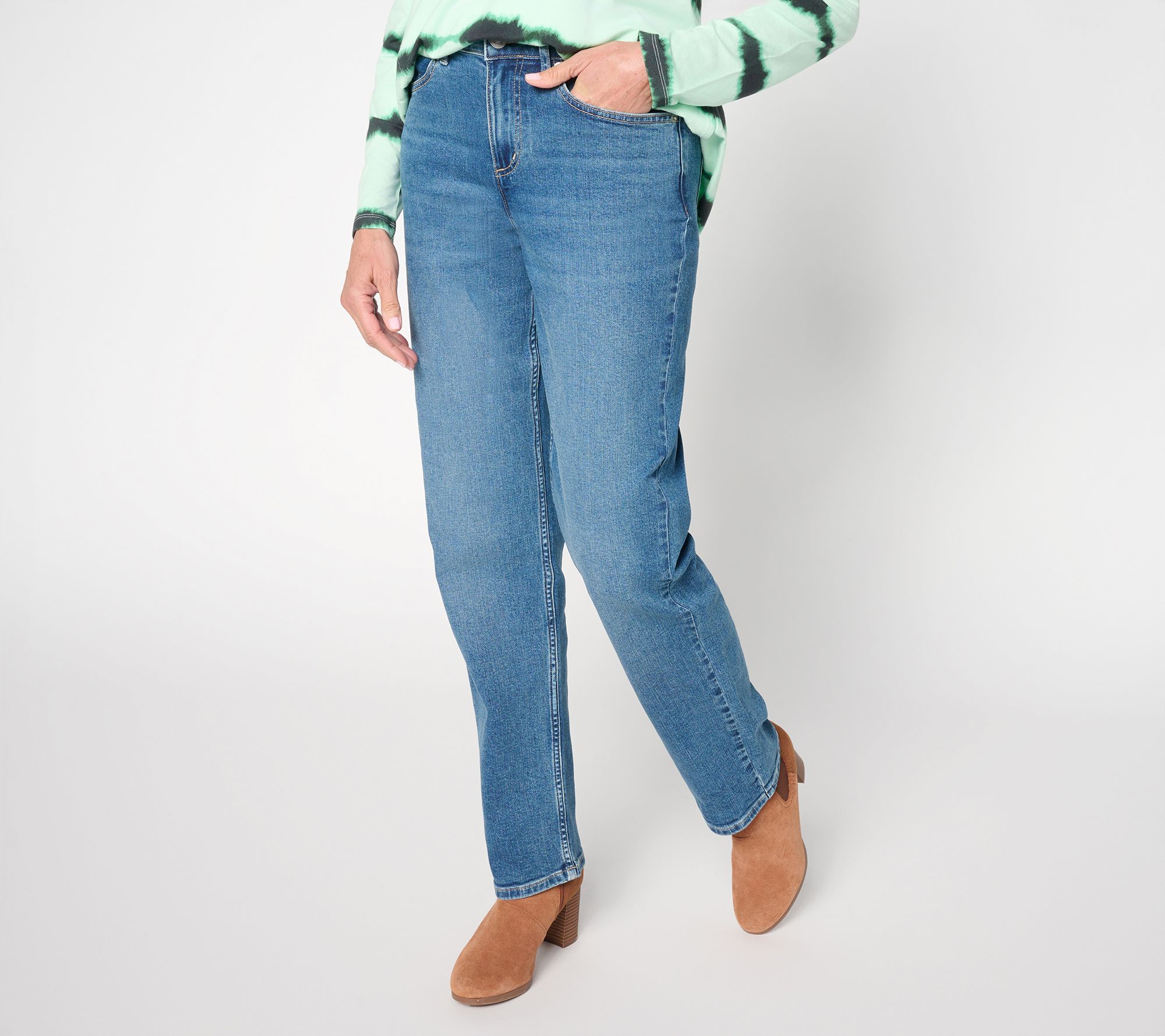 LOGO by Lori Goldstein Petite Indigo Straight Leg Jeans