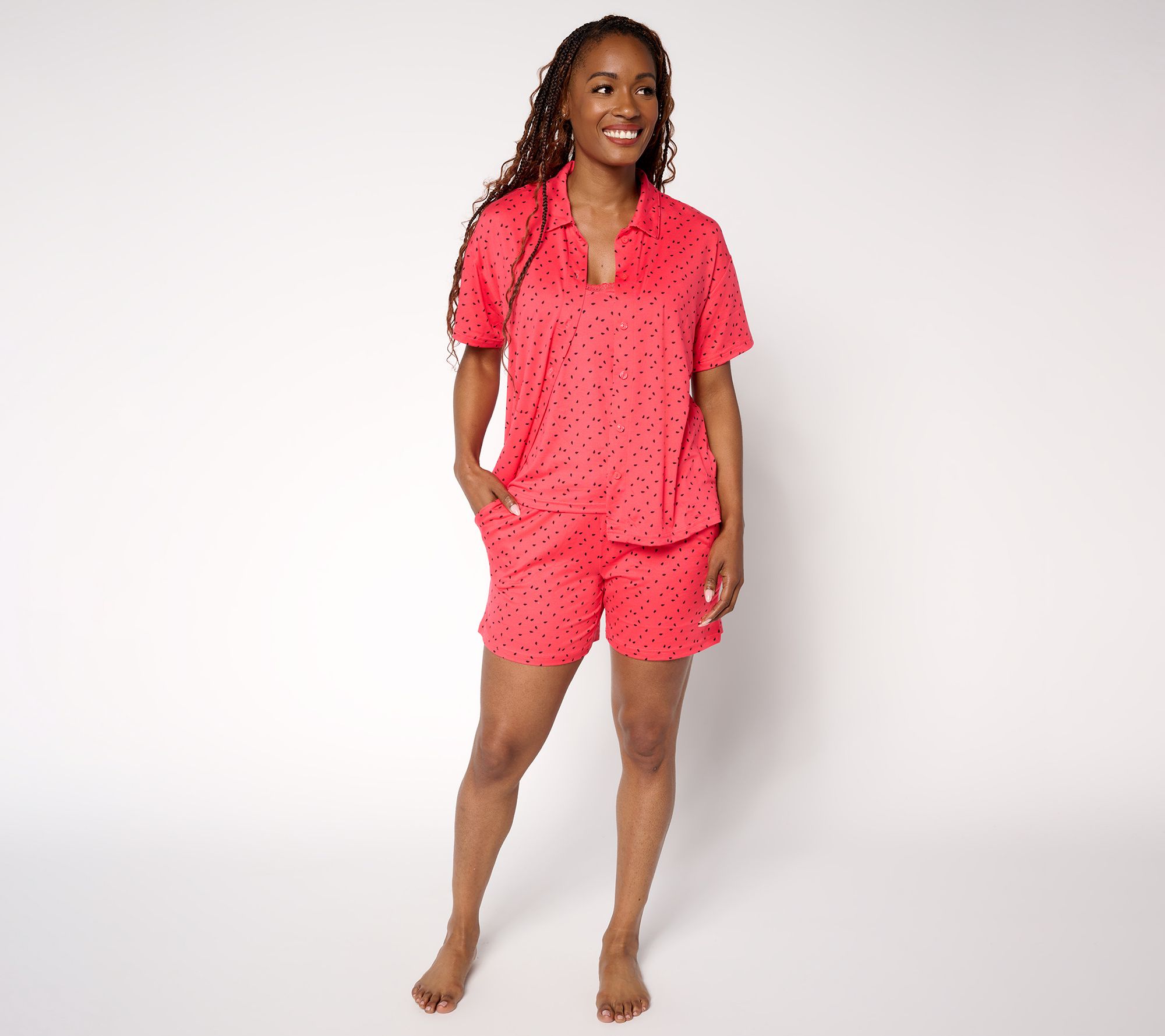 "As Is" MUK LUKS Cloud Knit Three Piece Notch Collar Pajama Set