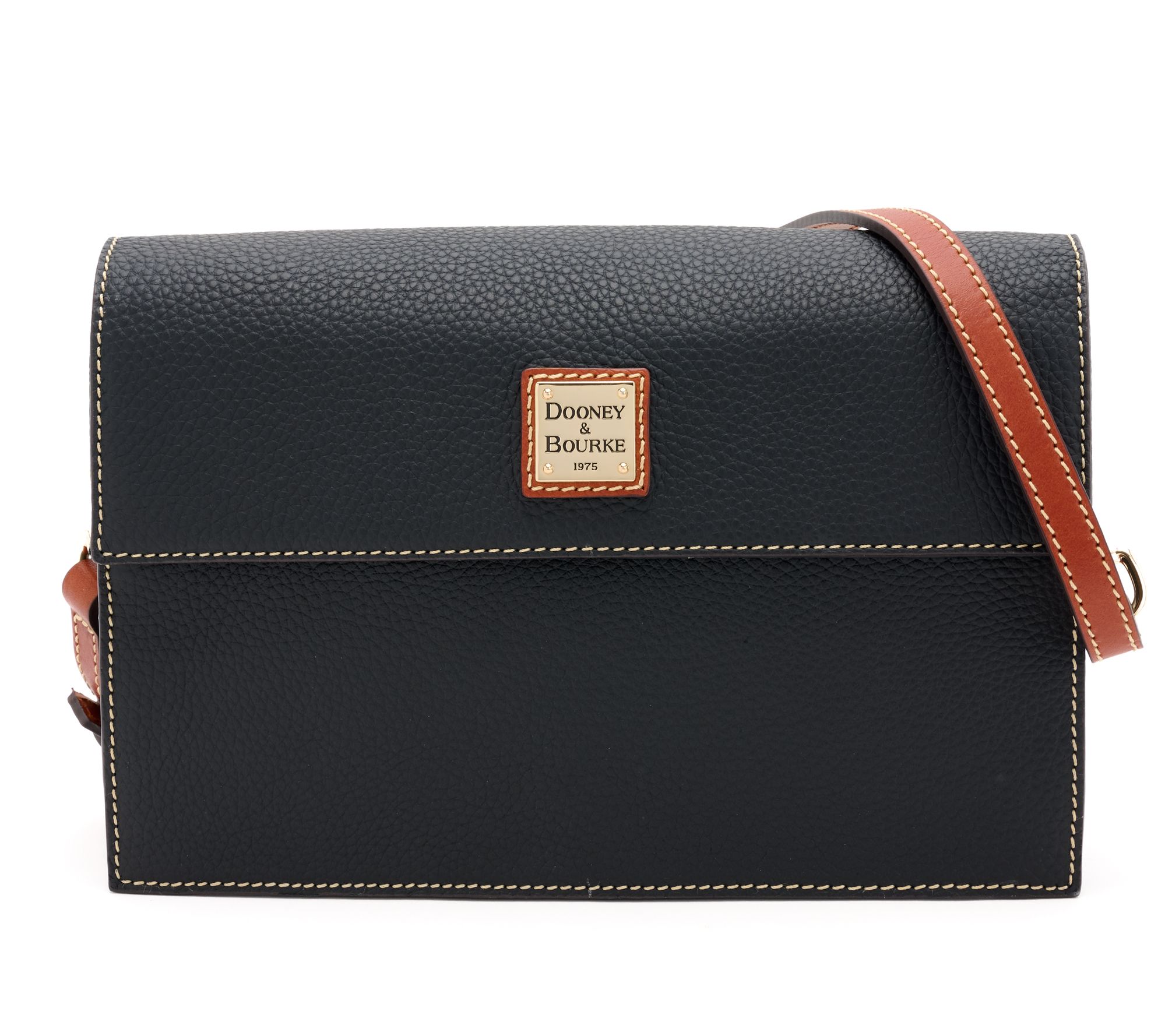  Dooney & Bourke Pebble Leather East/West Flap Shoulder Bag