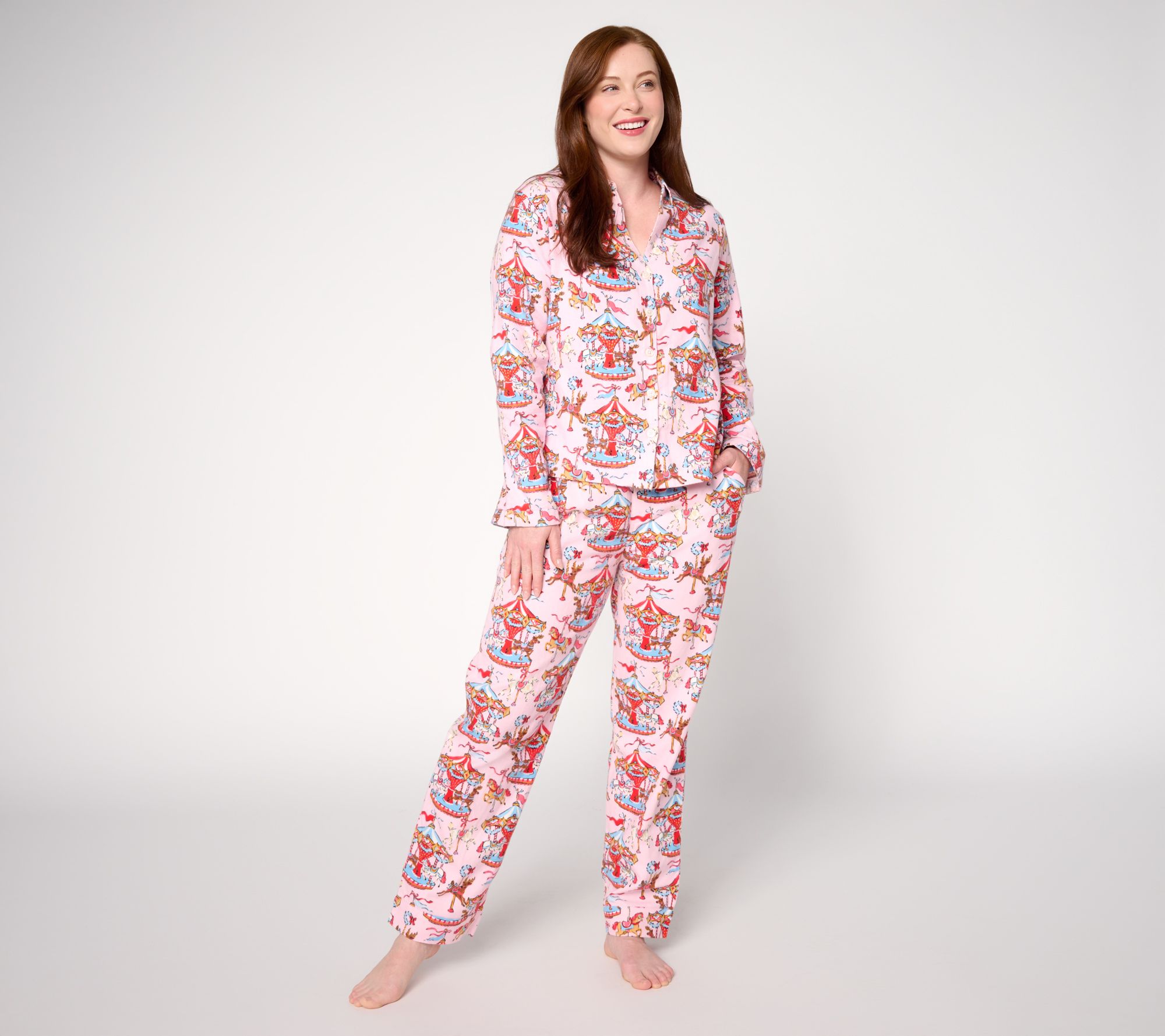 Printfresh x Kathy Hilton Christmas Carousel Flannel PJ Set
