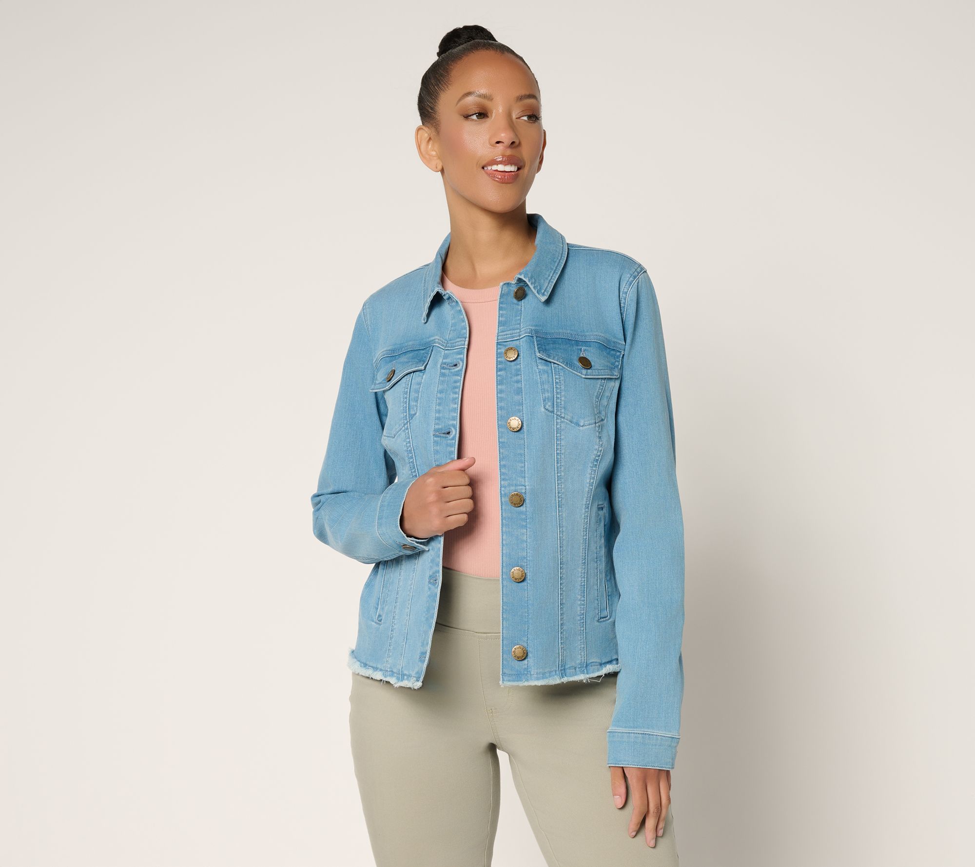 "As Is" Belle by Kim Gravel Classic Frayed Hem Jean Jacket