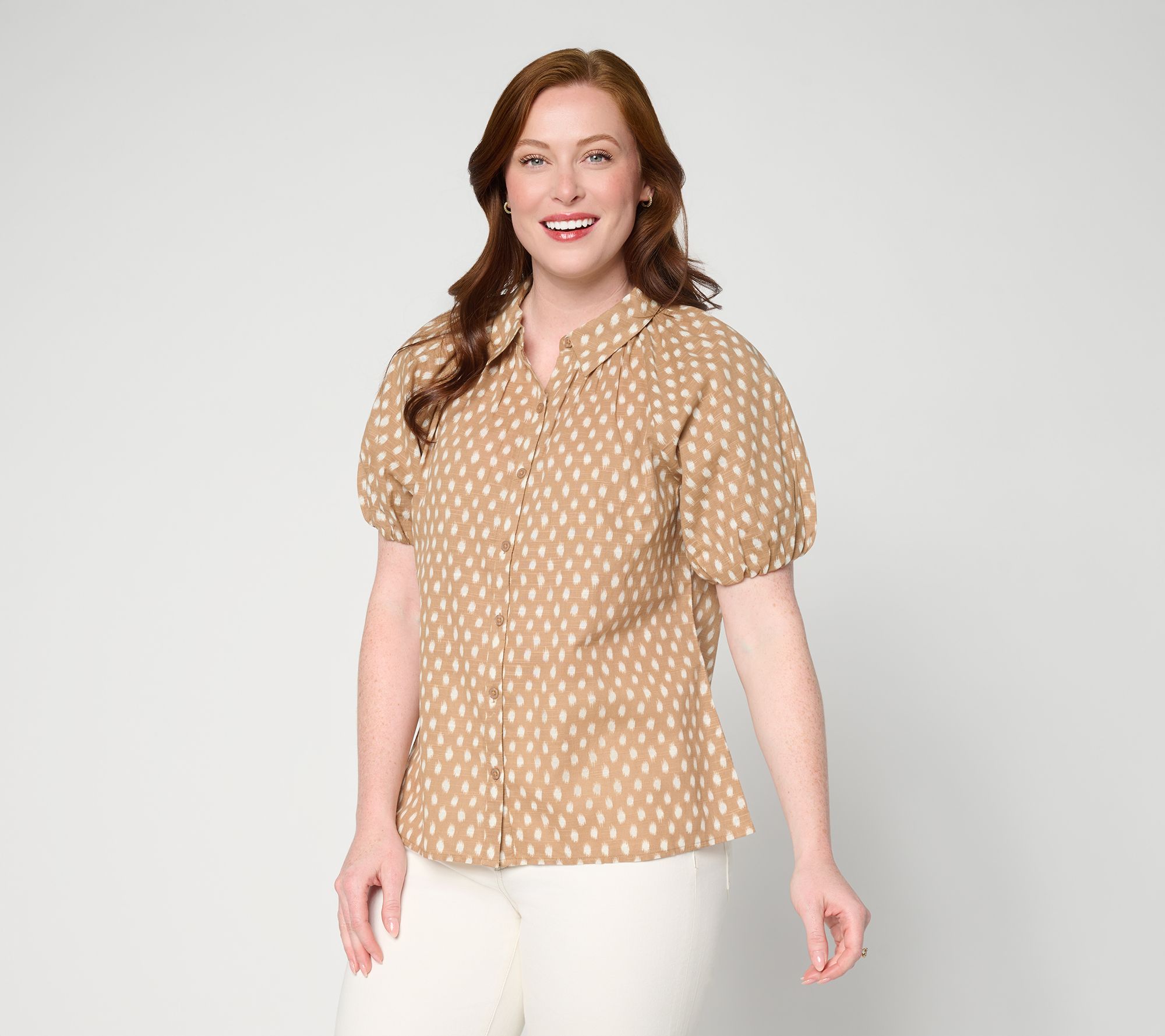 Me by Jennie Garth 100% Cotton Crosshatch Button Up Shirt