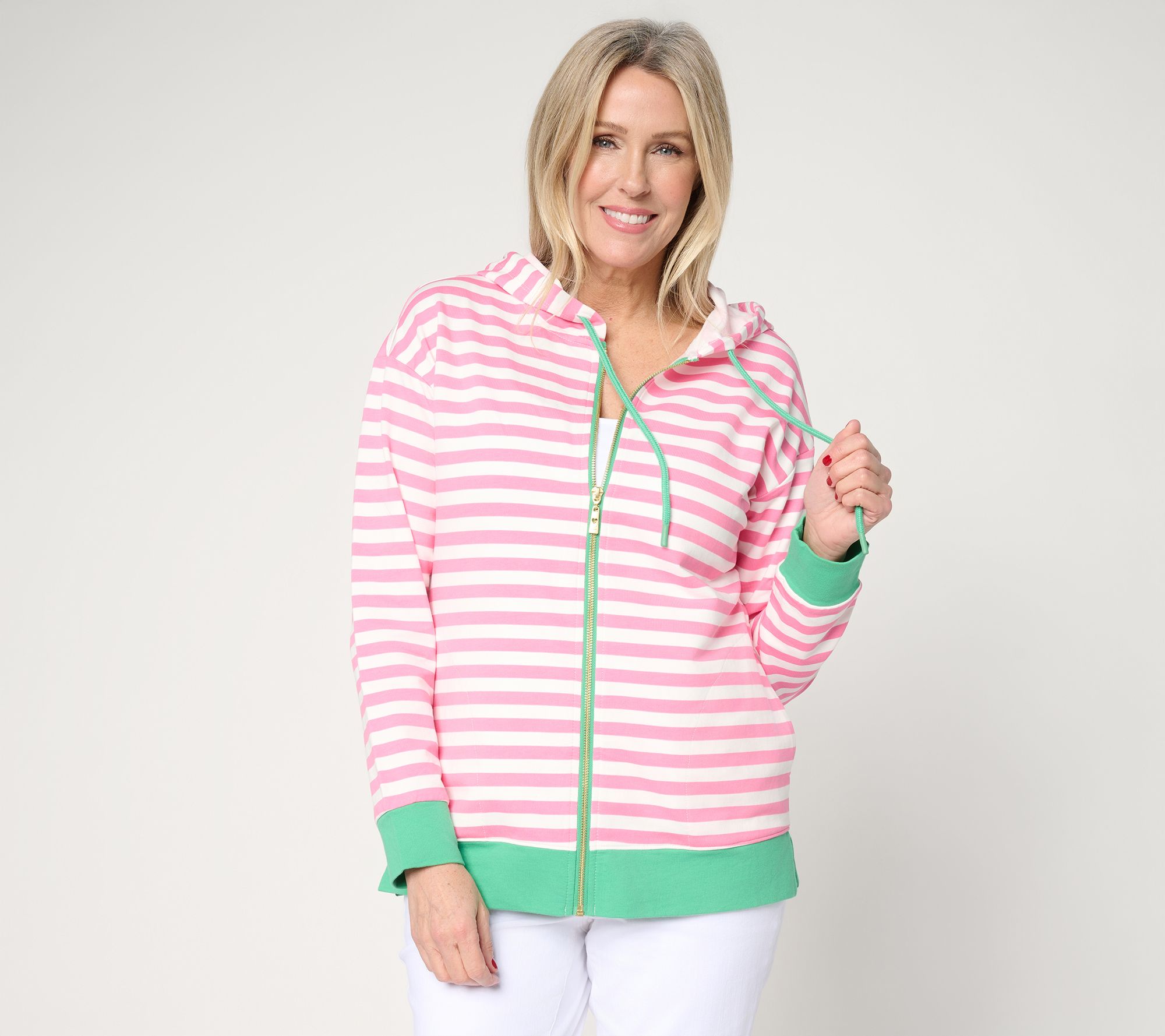  Belle by Kim Gravel Ya Gotta Regatta Contrast Trim Zip Hoodie