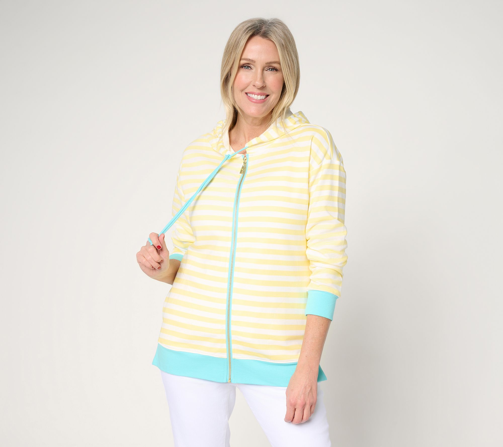 Belle by Kim Gravel Ya Gotta Regatta Contrast Trim Zip Hoodie