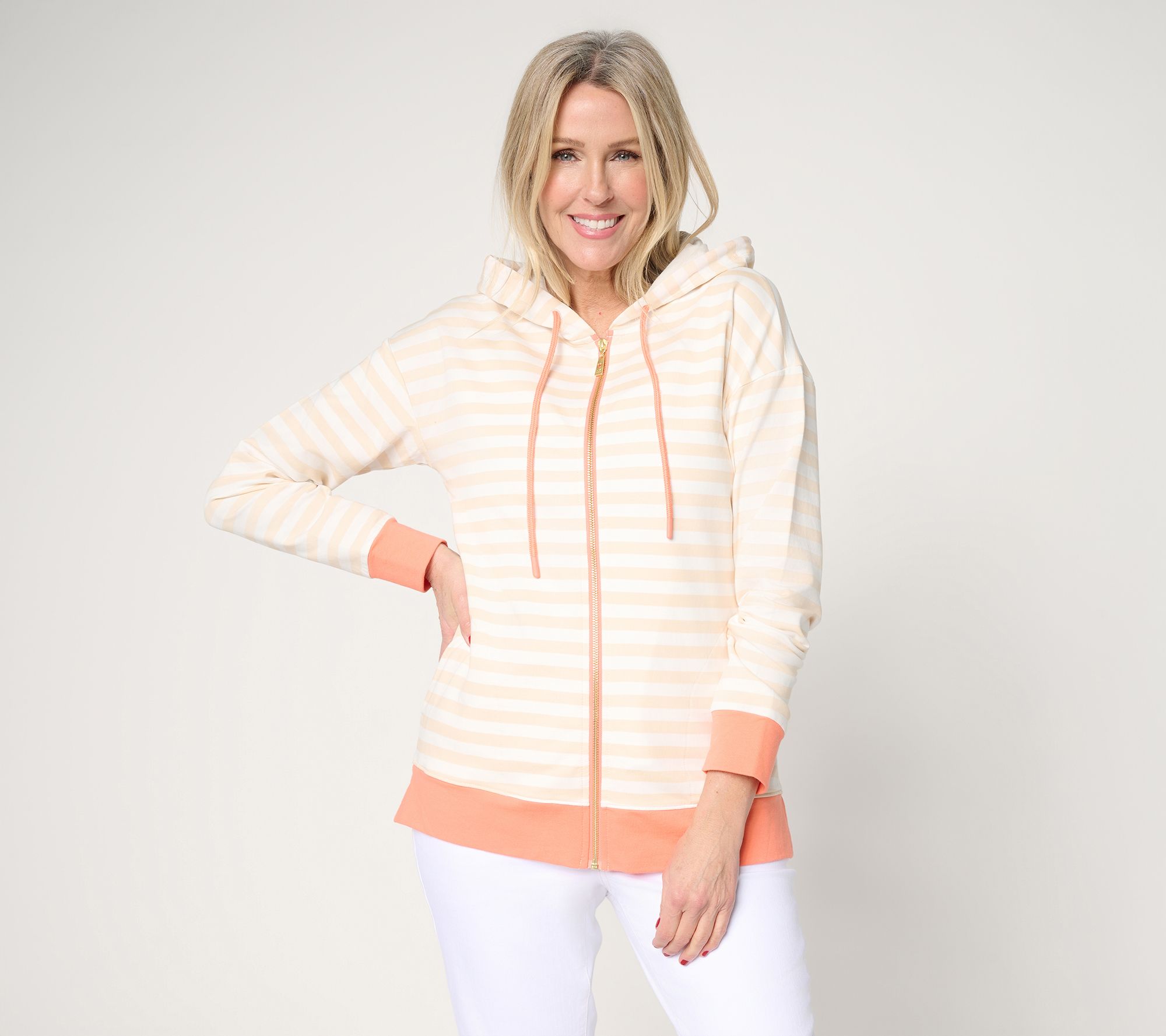 Belle by Kim Gravel Ya Gotta Regatta Contrast Trim Zip Hoodie
